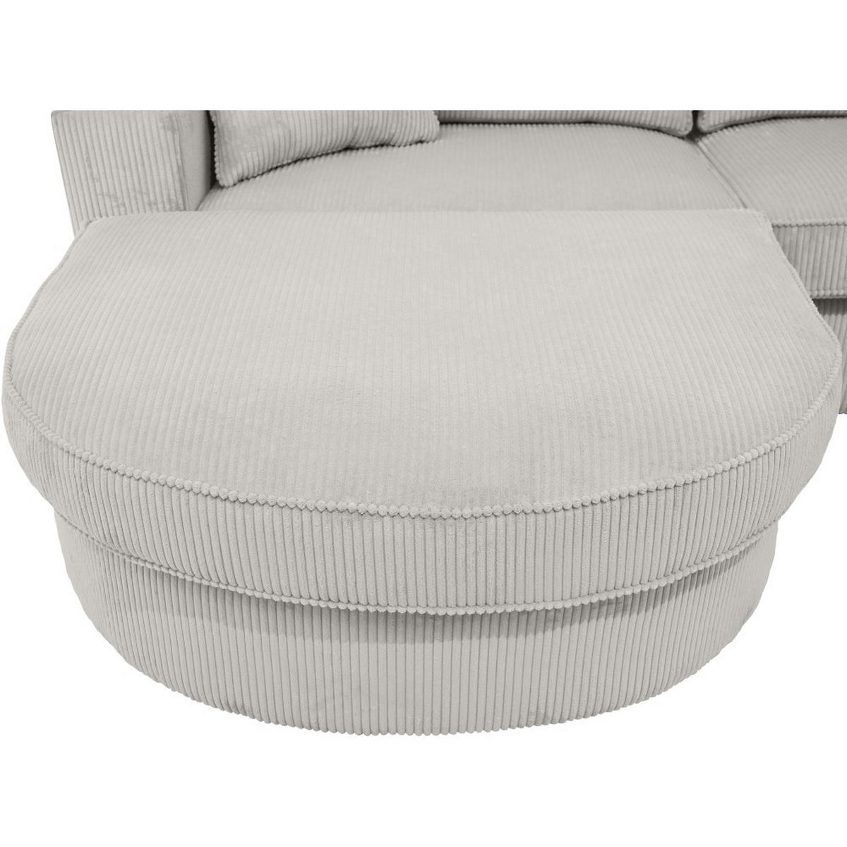 ECKSOFA Pablo ohne Schlaffunktion, mit abgerundeter Ottomane, links, Graubeige - Hellgrau, Textil (319/196cm) - Beautysofa