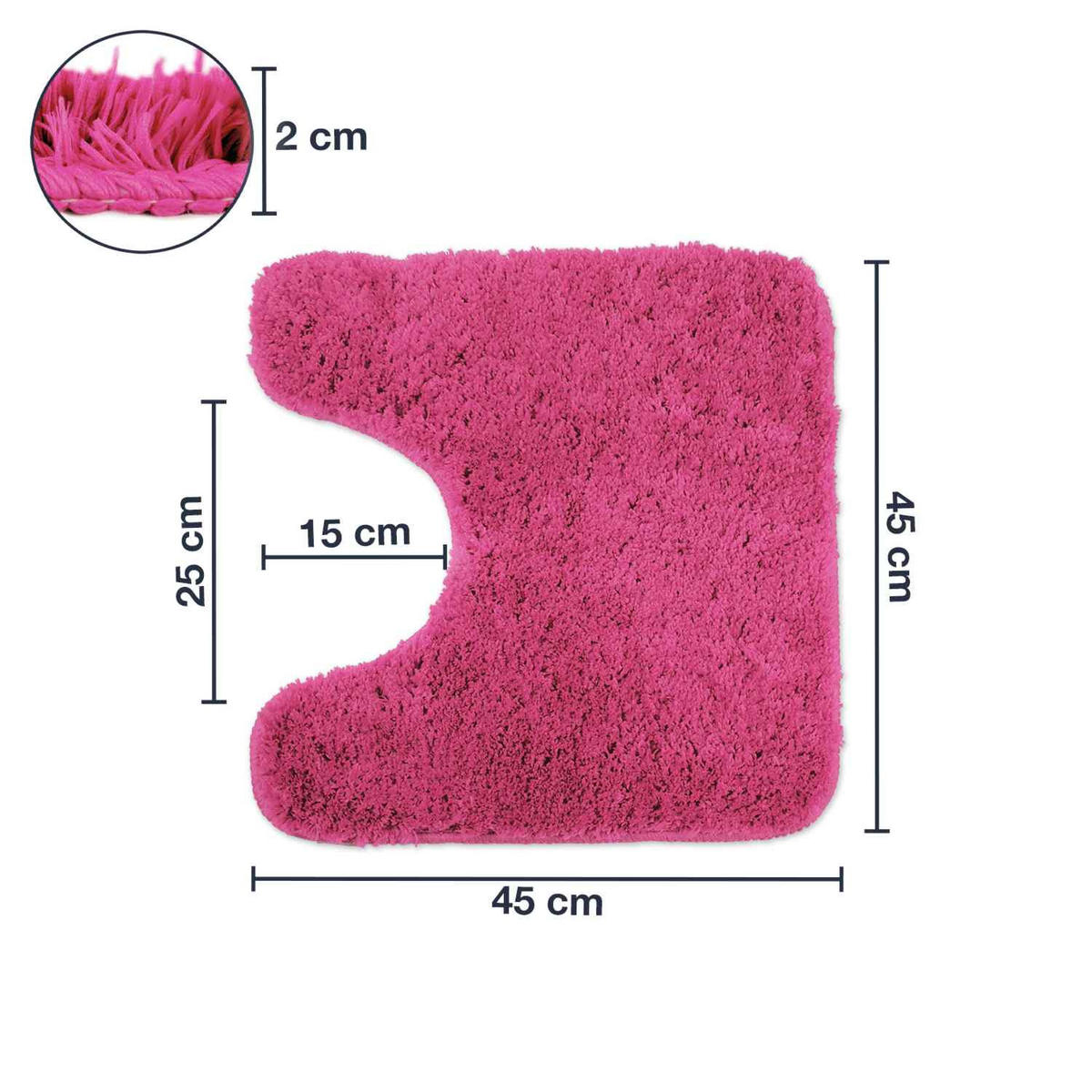 BADEMATTE MIT WC AUSSCHNITT Florenz - Pink, Textil (45/45cm) - WohnDirect