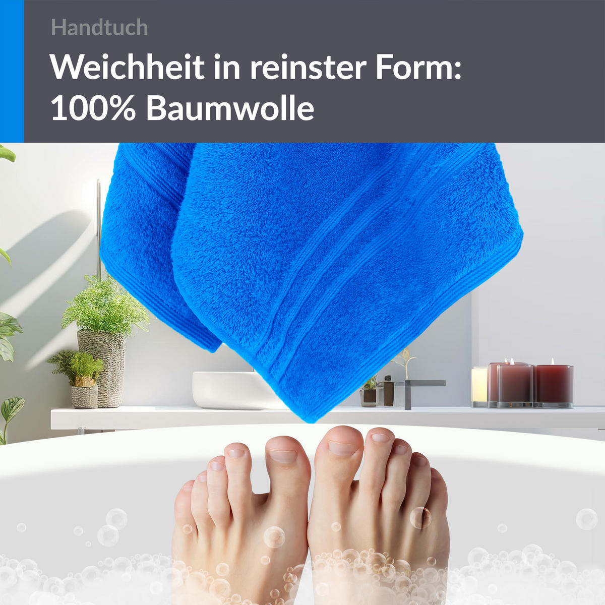 HANDTUCH 50x100 cm London Karibik Blau 4er Set - Hellblau, Textil (50/100cm) - Lashuma