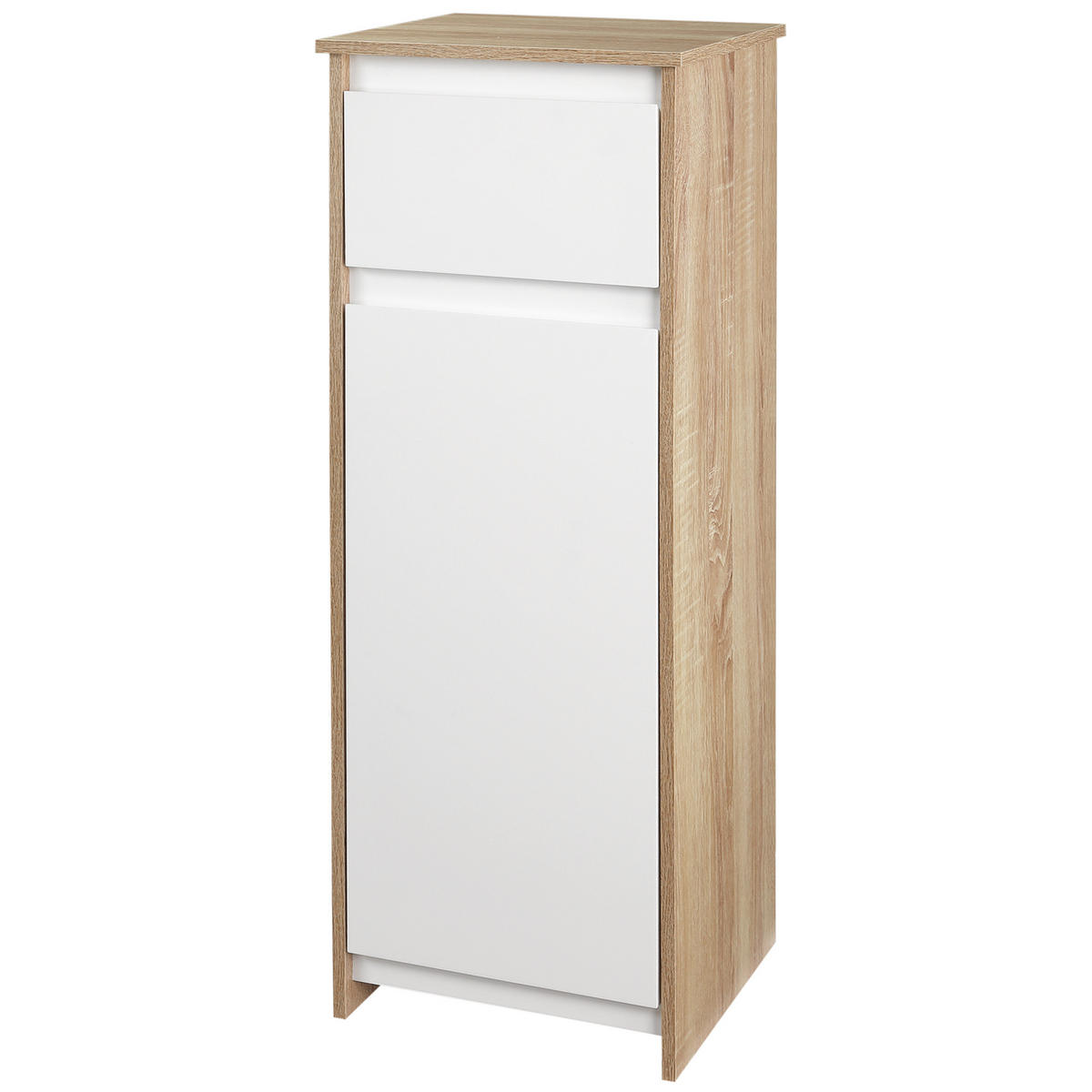 MIDISCHRANK DE-12519 32,6/30/90 cm mit 1 Schublade und 1 Tür Weiß / Naturholz - Weiß, Holzwerkstoff (30/90/32.6cm) - ComfortXL