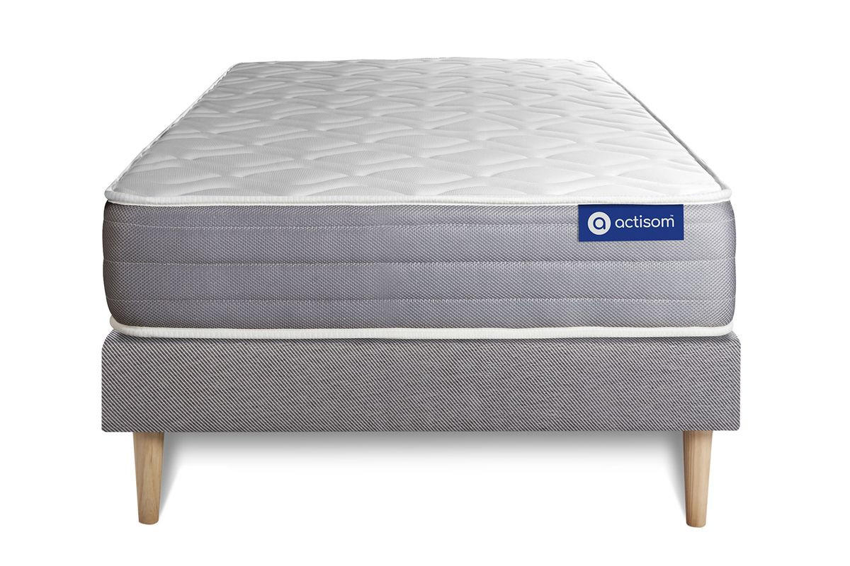 BETT Actilatex dream Latex und Memory-Schaum 90 x 200 cm h2 - Kit Bettgestell Grau - Beige/Grau, Karton/Holz (90/200cm) - ACTISOM