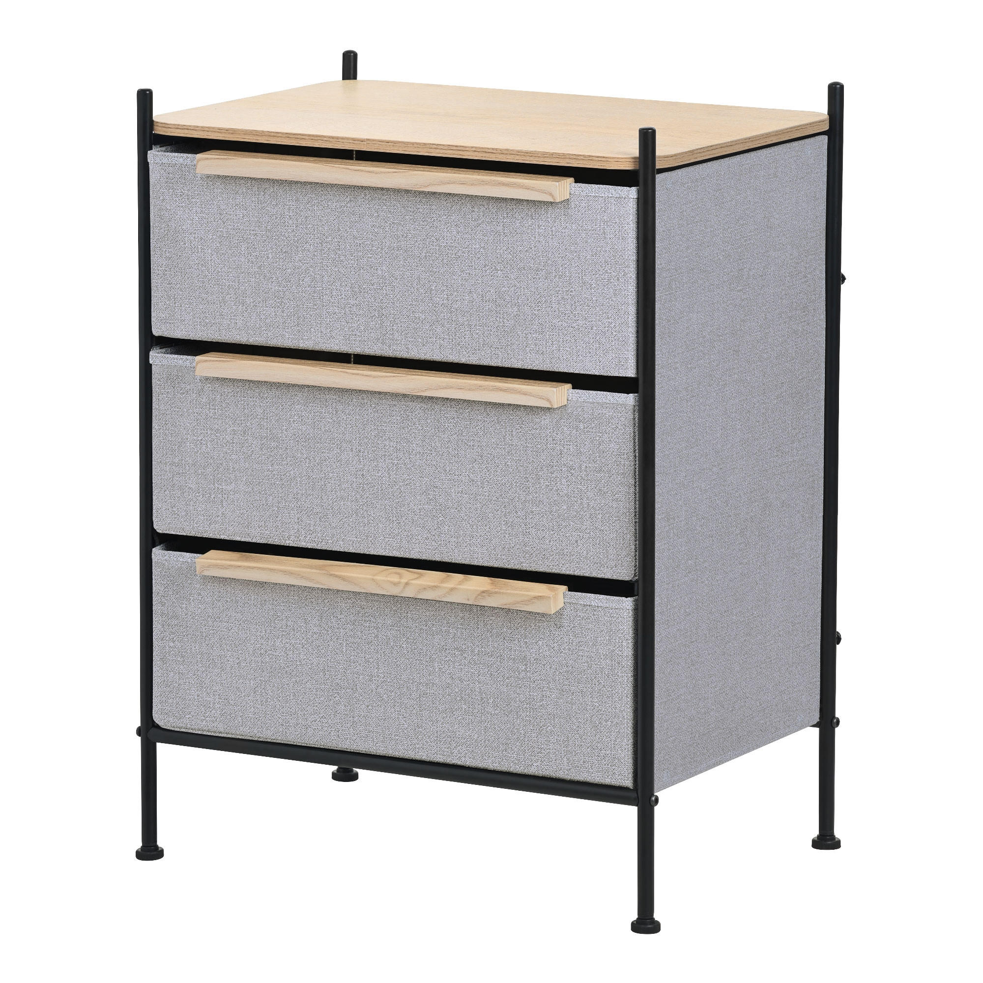 KOMMODE mit 3 Schubladen aus Stoff 58x78x42,5 cm Grau - Dunkelgrau, Holzwerkstoff (58/78/42.5cm) - ML-DESIGN