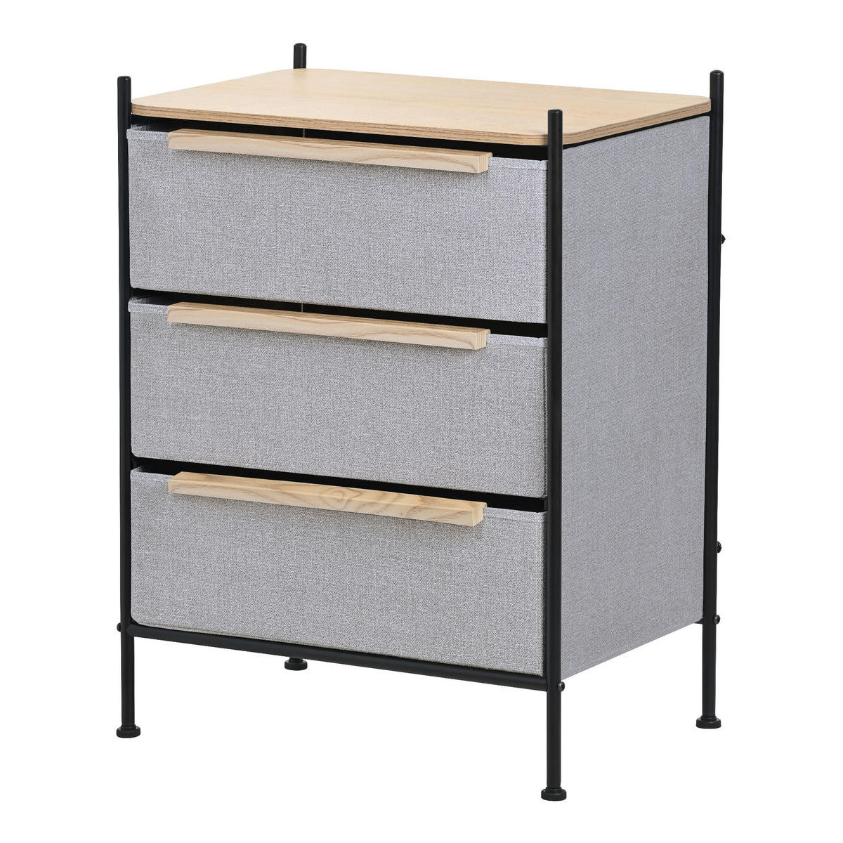 KOMMODE mit 3 Schubladen aus Stoff 58x78x42,5 cm Grau - Dunkelgrau, Holzwerkstoff (58/78/42.5cm) - ML-DESIGN