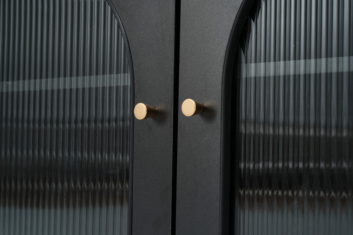 BARSCHRANK Schwarz 138/39/105cm - Braun, Holzwerkstoff/Metall (39/105/138cm) - Urban Meuble