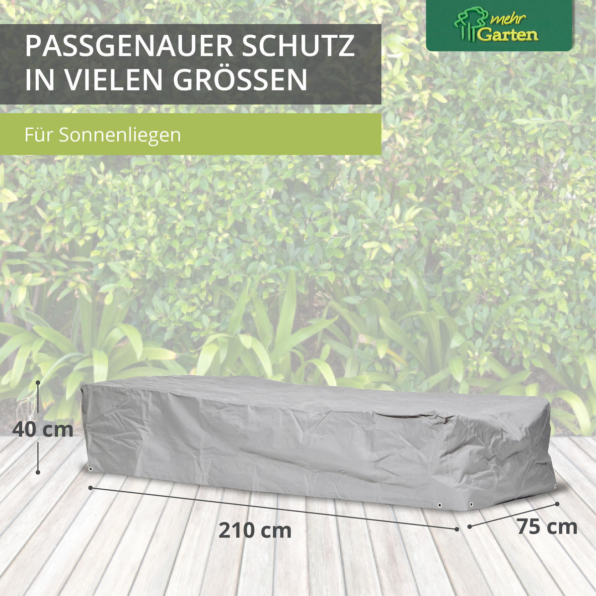SCHUTZHÜLLE Gartenliege SHP-60005 - Grau, Kunststoff (210/40/75cm) - mehr Garten