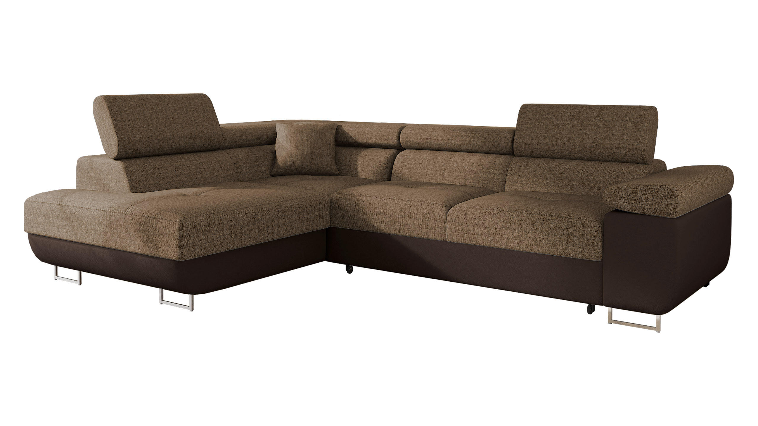 ECKSOFA Torezio, Seite: Links - Braun, Holz/Textil (274/203cm) - MIRJAN24