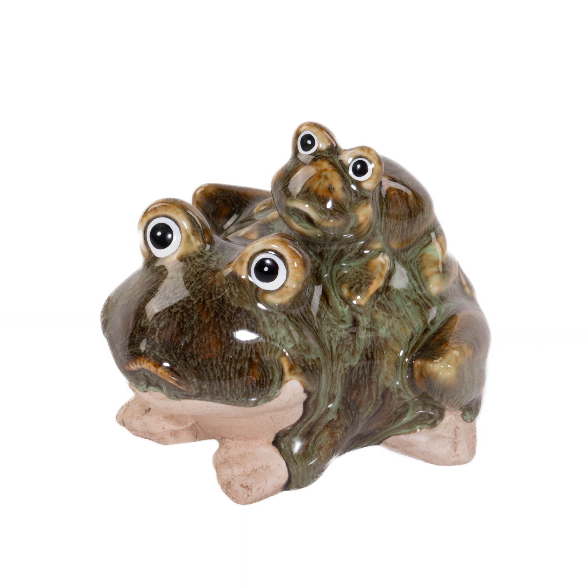 FROSCHFIGUR Gartendeko 10/11 cm - Dunkelgrün, Keramik (10/11/6.6cm)