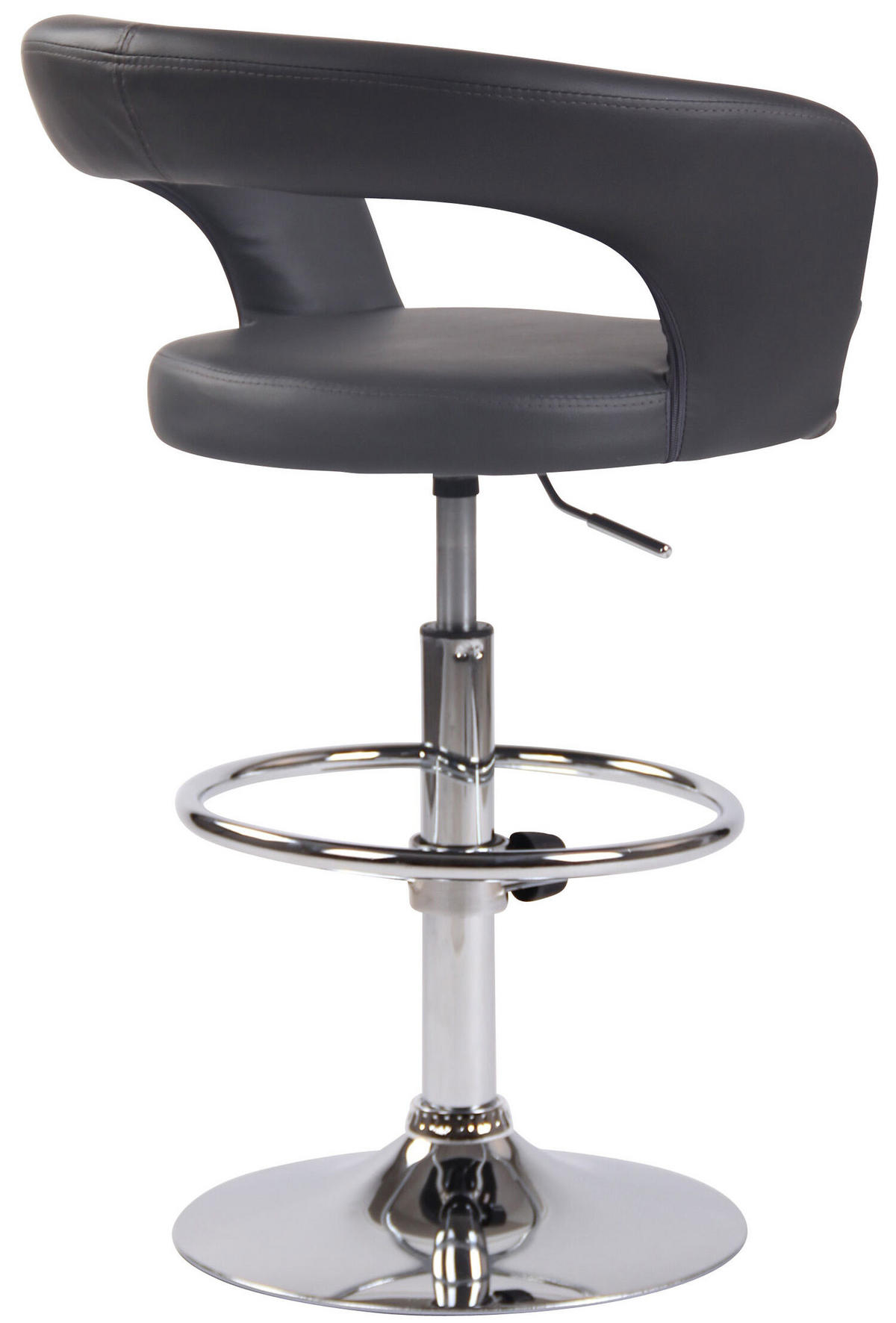 BARHOCKER Jan, Gestell Metall in Chromoptik, Kunstleder Grau - Chromfarben/Grau, Kunststoff/Textil (58/100/47cm) - TPFLiving