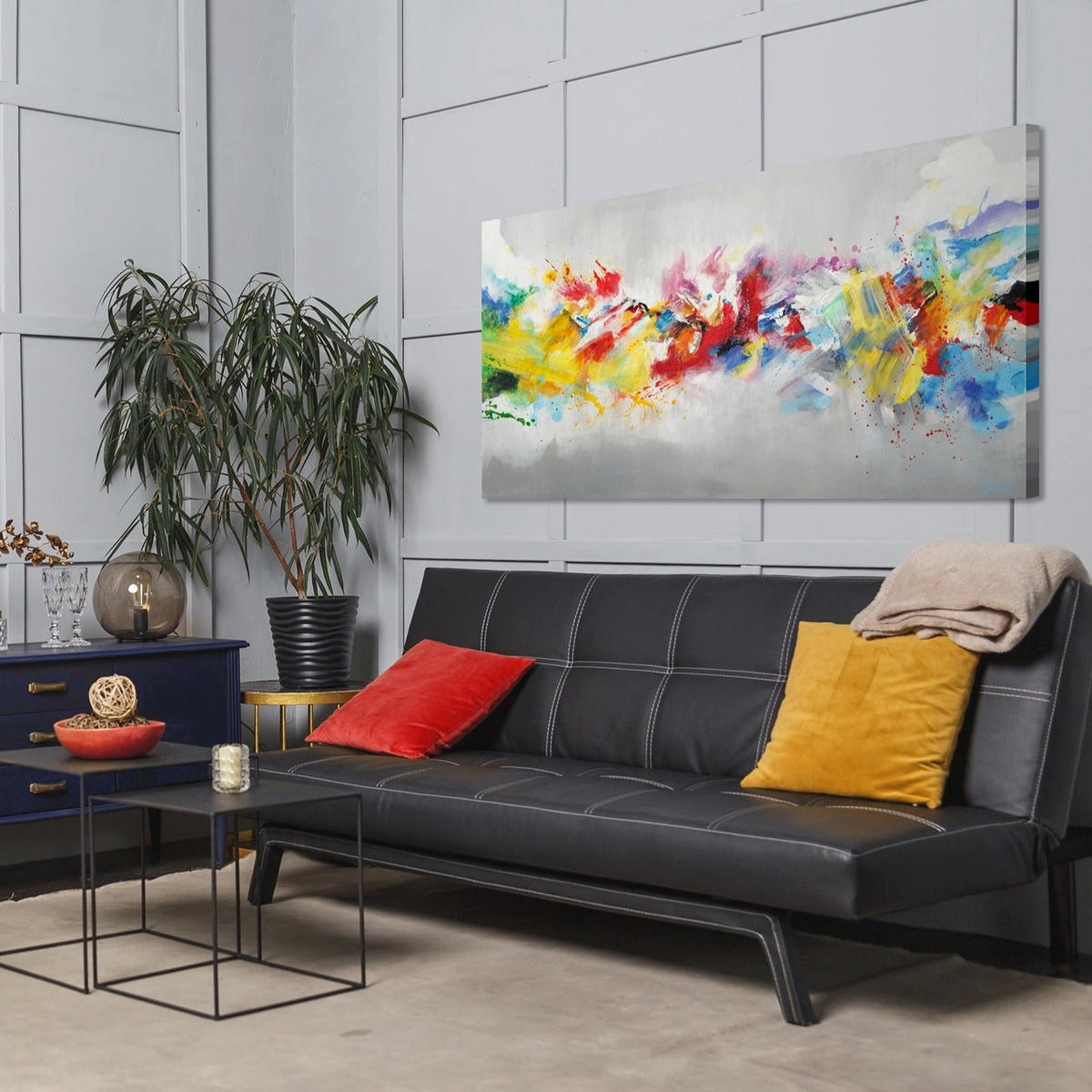 GEMÄLDE Buntes Leben auf Keilrahmen 120x60 cm - Multicolor, Holz (120/60cm) - YS-art gallery