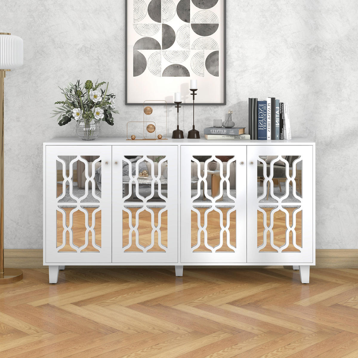 SIDEBOARD Weiß 160/40/84 cm - Weiß, Holz (160/84/40cm) - Urban Meuble