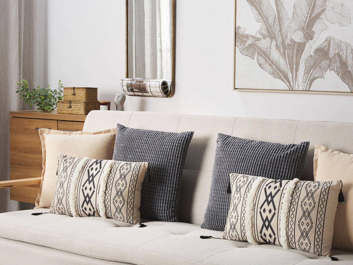 DEKOKISSEN 2er-Set Beige 30/50 cm Pulmonaria - Beige, Textil (30/50cm) - Beliani