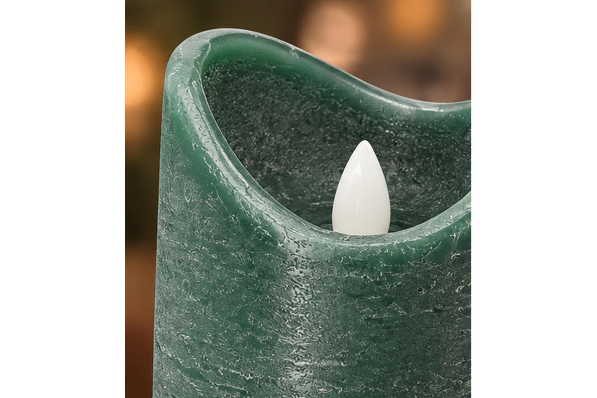 LED-KERZE Ø7,5x15 cm, Dunkelgrün - Dunkelgrün, Naturmaterialien (7.5/7.5/15cm) - dasmöbelwerk