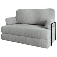 BETTSOFA KESTE aus Schaumstoff Bucle-Stoff Hellgrau Schlaffunktion - Hellgrau, Textil (140/86/60cm) - MASSENO
