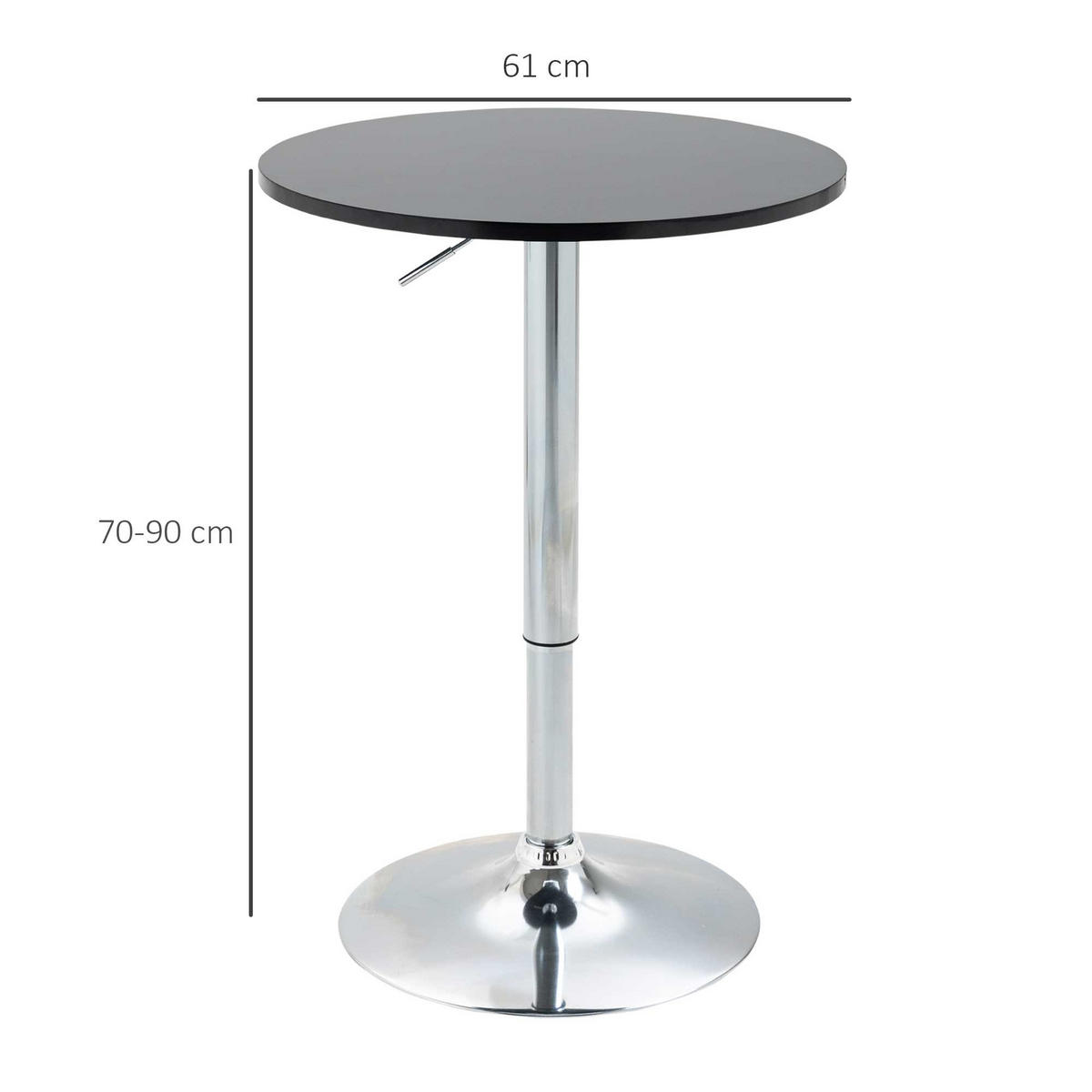 BARTISCH, MDF, Steel, Schwarz - Schwarz, Kunststoff (61/70/61cm) - HOMCOM