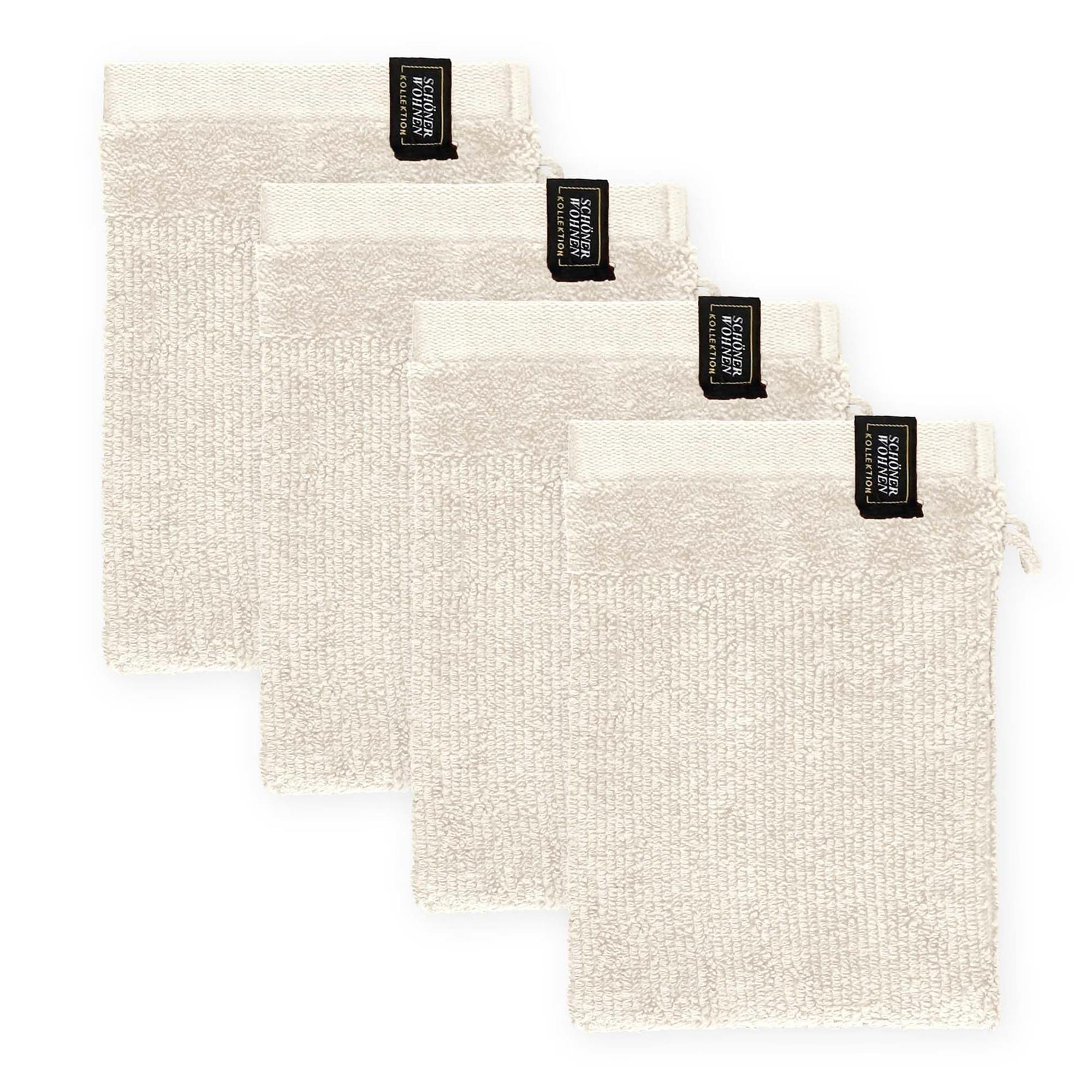 WASCHANDSCHUH BAUMWOLLE SENSE 4ER SET - Creme, Textil (16/21cm) - Schöner Wohnen