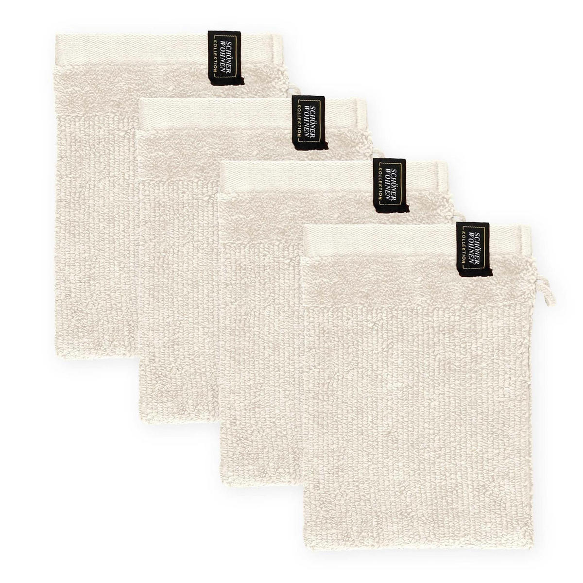 WASCHANDSCHUH BAUMWOLLE SENSE 4ER SET - Creme, Textil (16/21cm) - Schöner Wohnen