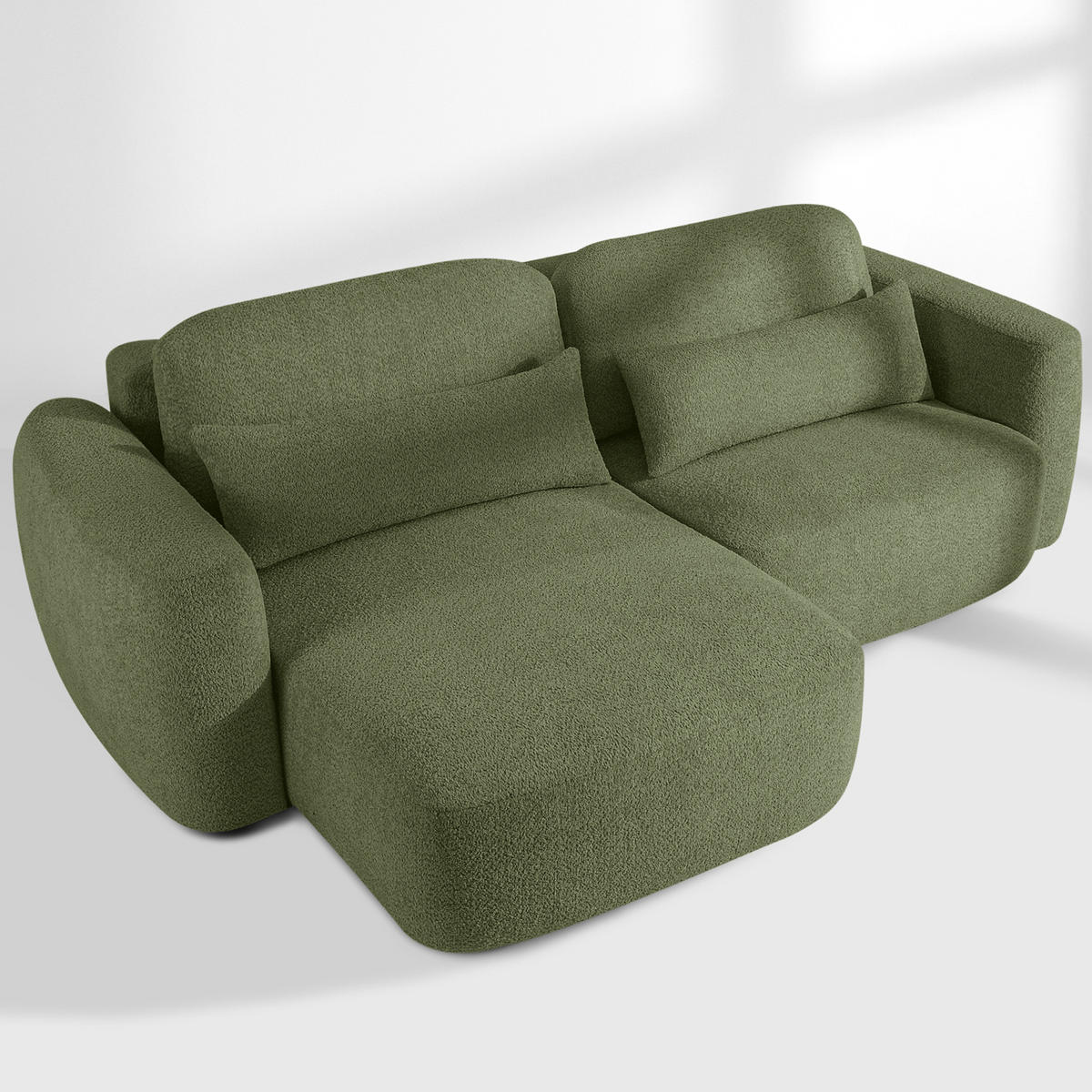 ECKSOFA links ELOSA - Olivgrün, Holz/Textil (245/165cm) - KONSIMO®