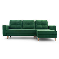 ECKSOFA Carl L - Dunkelgrün - Dunkelgrün, Holz (232/137cm) - Möblo