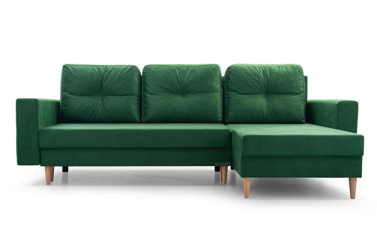 ECKSOFA Carl L - Dunkelgrün - Dunkelgrün, Holz (232/137cm) - Möblo