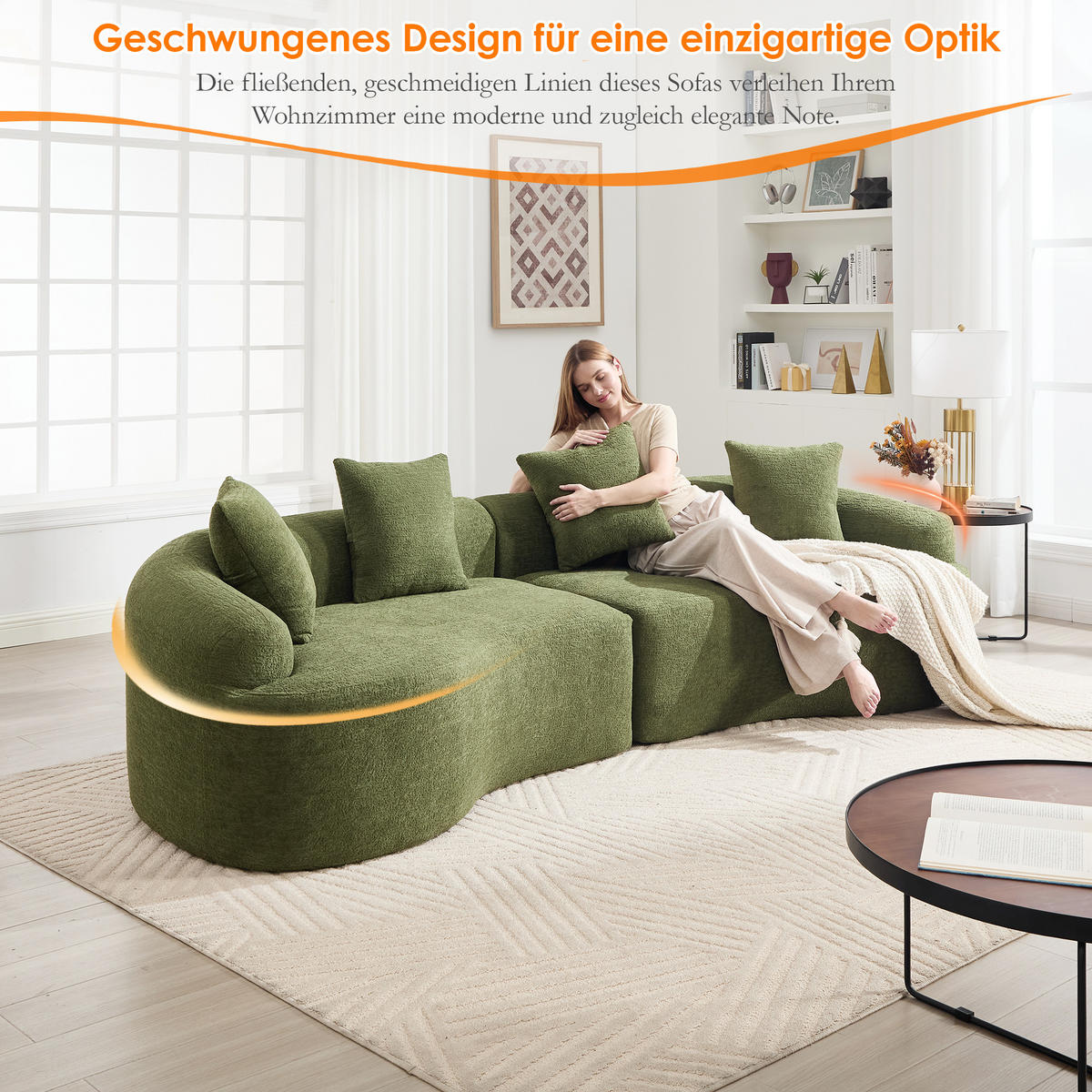 ECKSOFA 275/115/63 cm Grün Chenille - Grün, Textil (275/115cm) - Oxeza