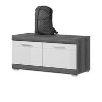GARDEROBENBANK weiß Hochglanz, Rauchsilber grau, Sitzbank mit 4 Fächern - Chromfarben/Weiß Hochglanz, Holzwerkstoff/Kunststoff (90/44/40cm) - Inn.Furn