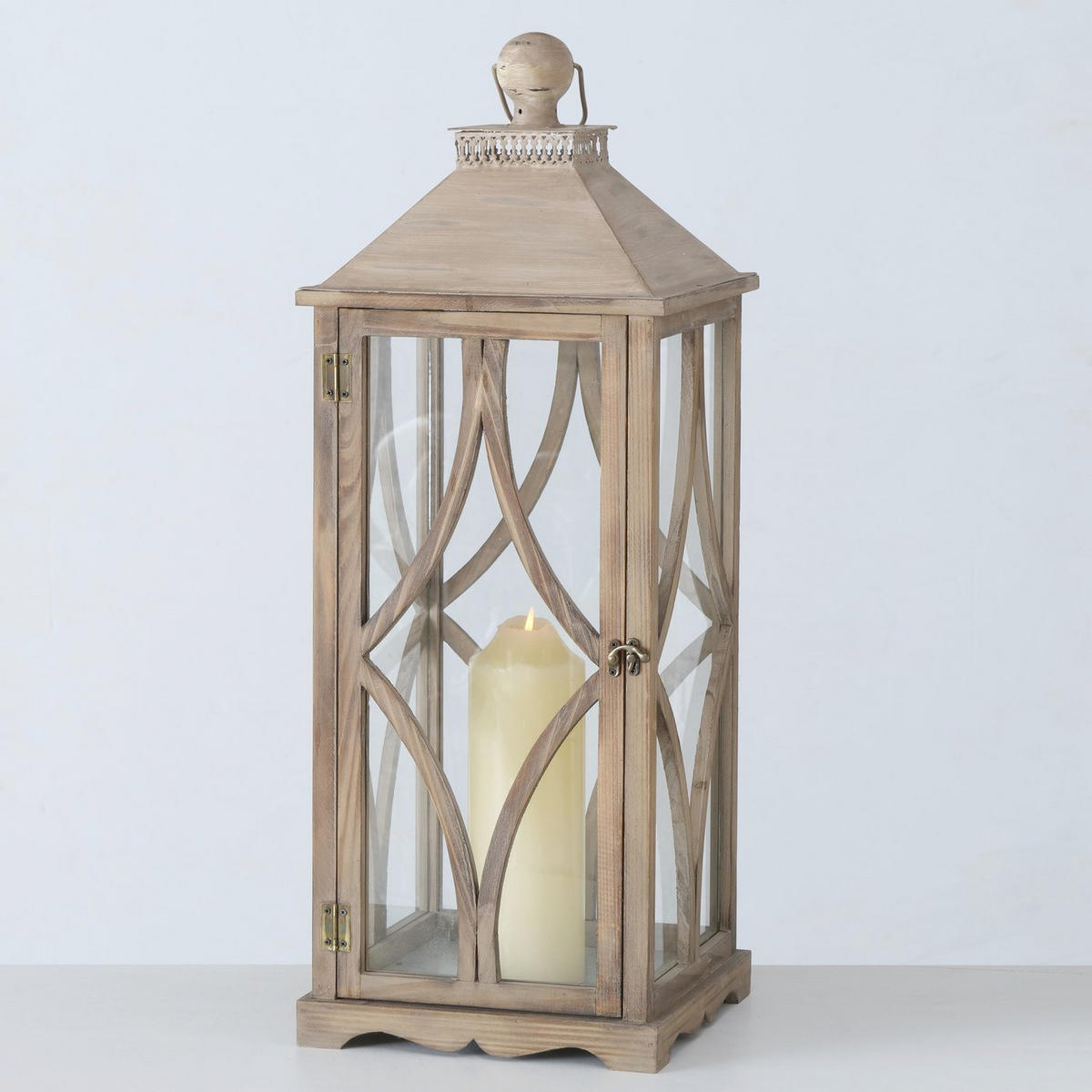 HOLZLATERNE groß Karol - Braun, Holz (28/75/28cm) - Boltze Home