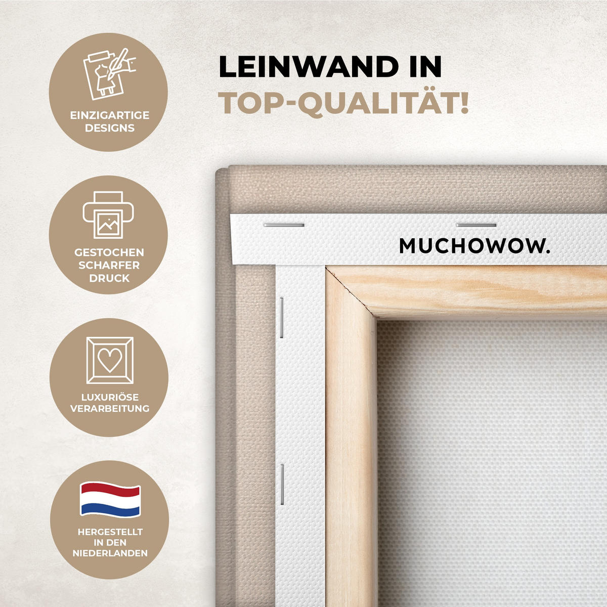 LEINWANDBILD Abstrakt - Japandi - Beige - Modern Wandbilder 80x60 cm - Schwarz, Textil (80/60cm) - MuchoWow