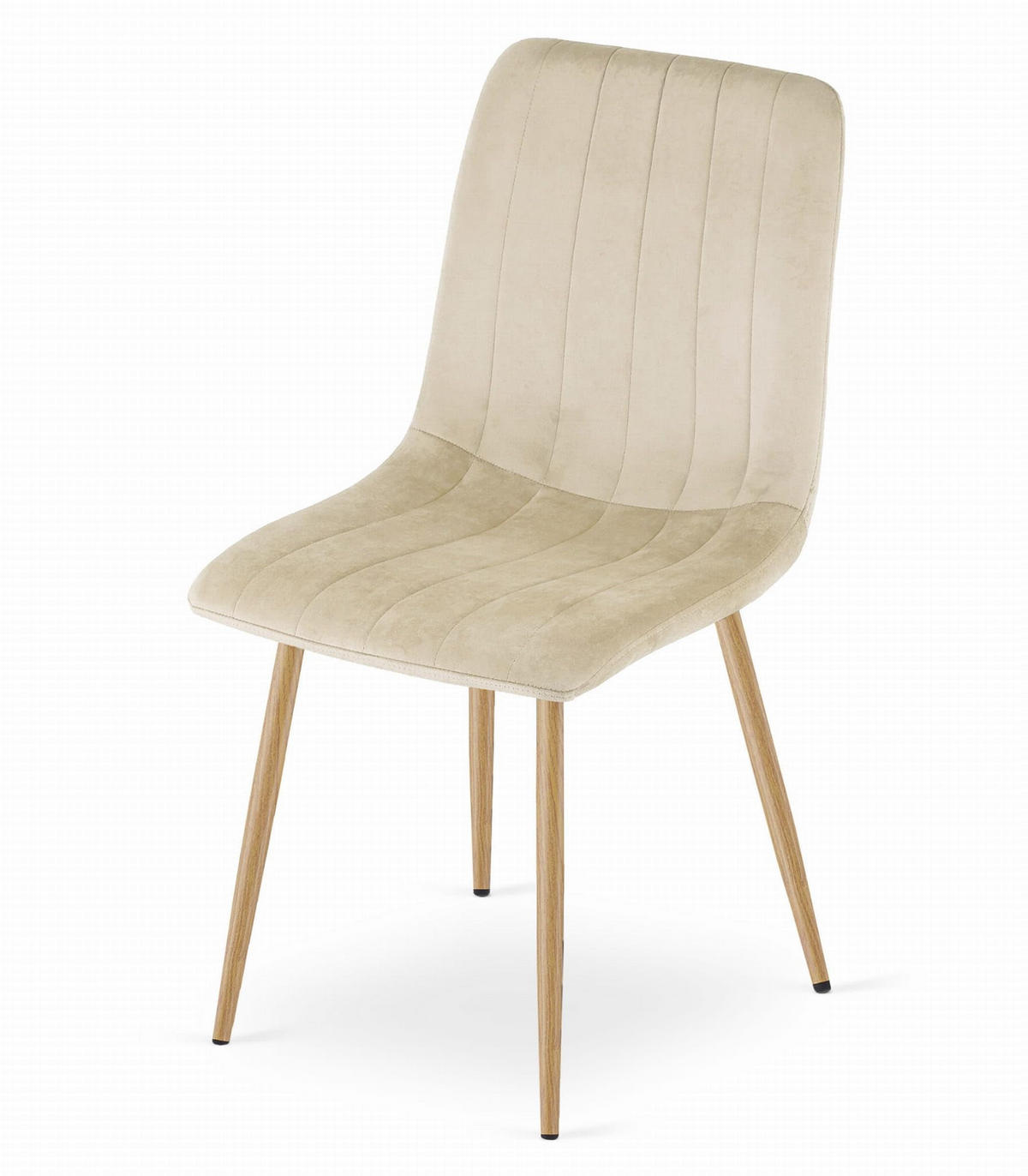 ESSZIMMERSTUHL Velours Hellbeige, gepolsterte Sitzfläche, Metallfüße in Holzoptik, Modernes Design - Beige, Textil (46/86/56cm) - Best For Home
