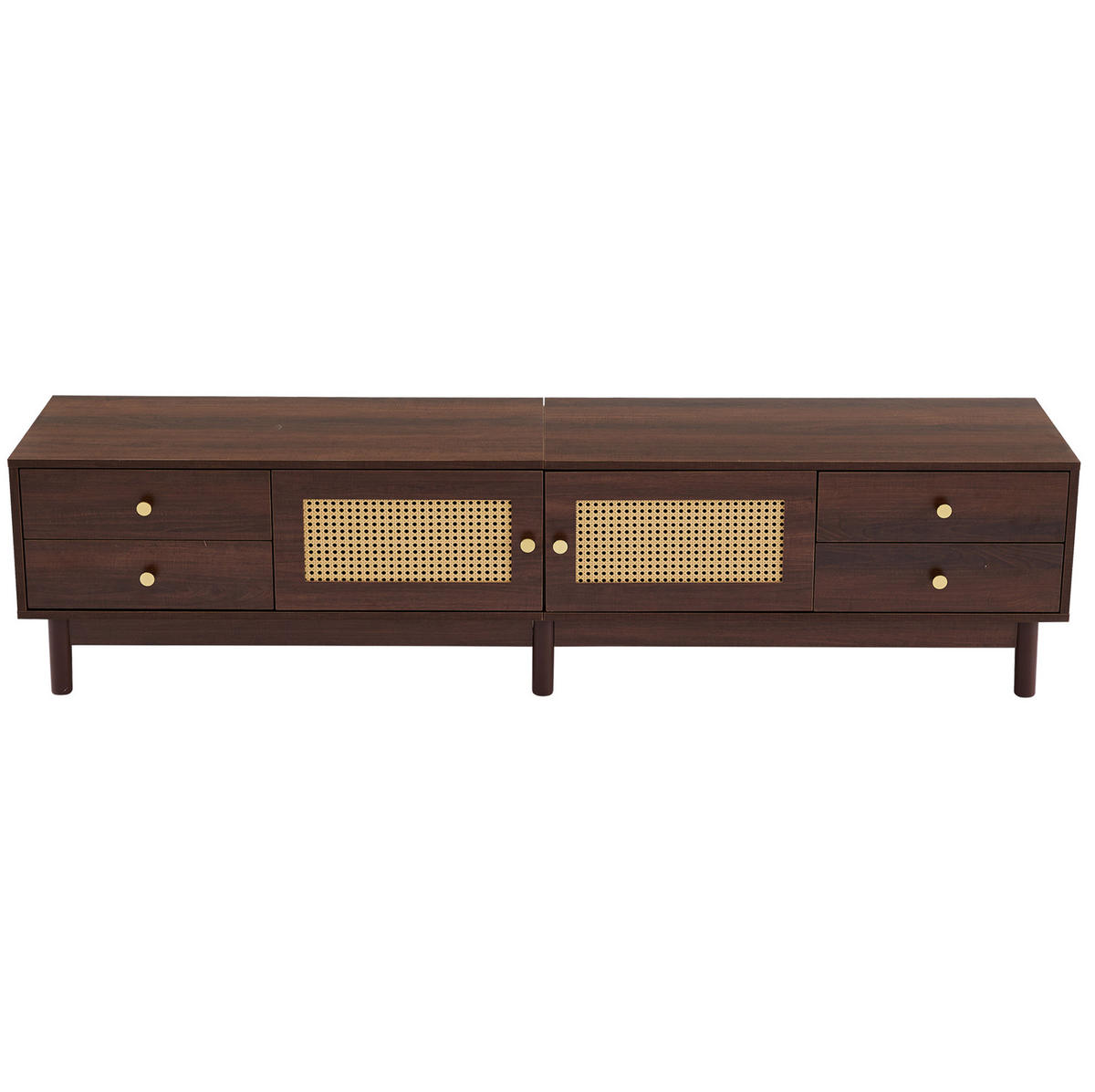 TV-SCHRANK mit Rattantüren und 4 Schubladen 180 cm Holzoptik Braun - Braun, Holzwerkstoff (35/44/180cm) - Beauniv