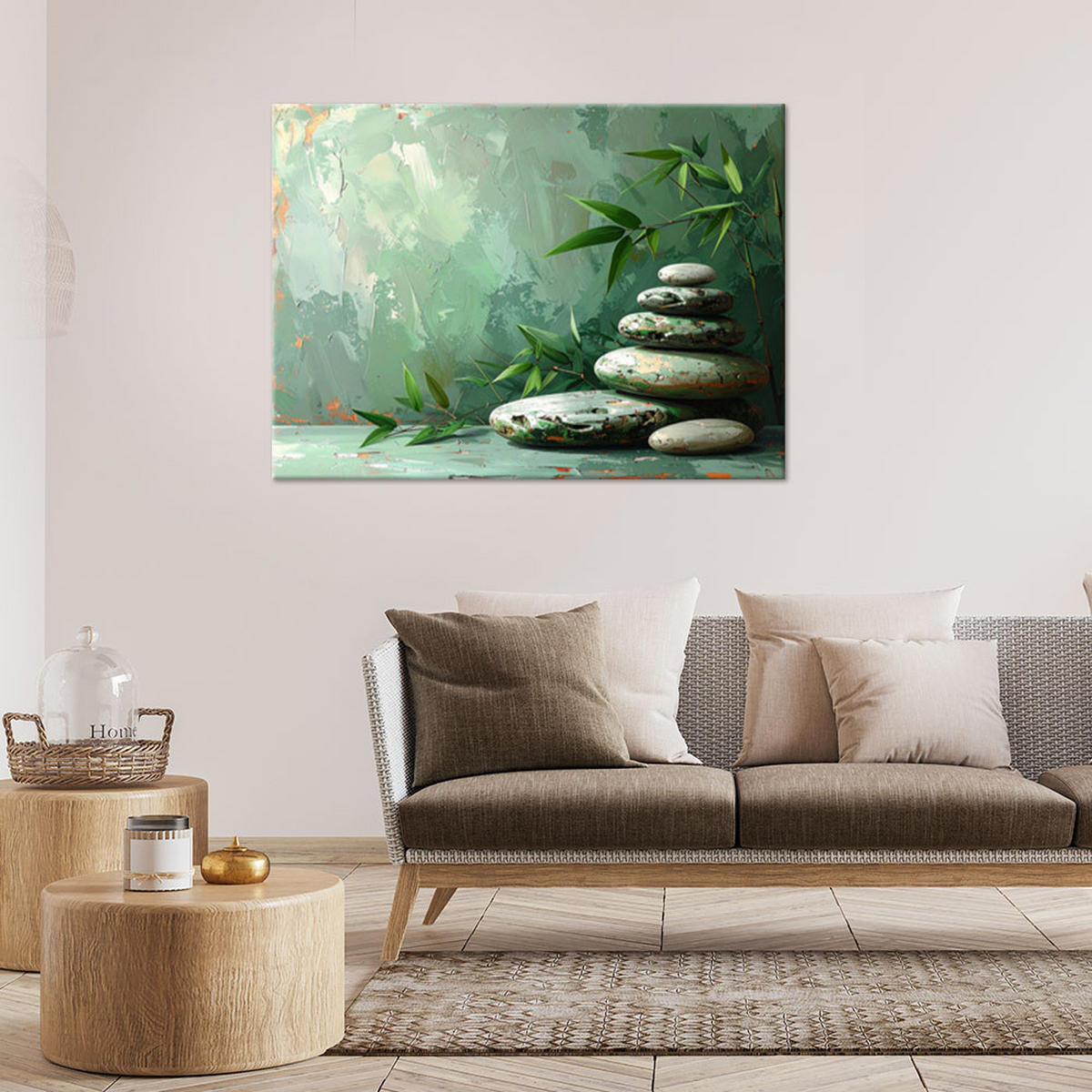 LEINWANDBILD Zen und Orientalisch 120x80cm - Grün, Textil (120/80cm) - Feeby