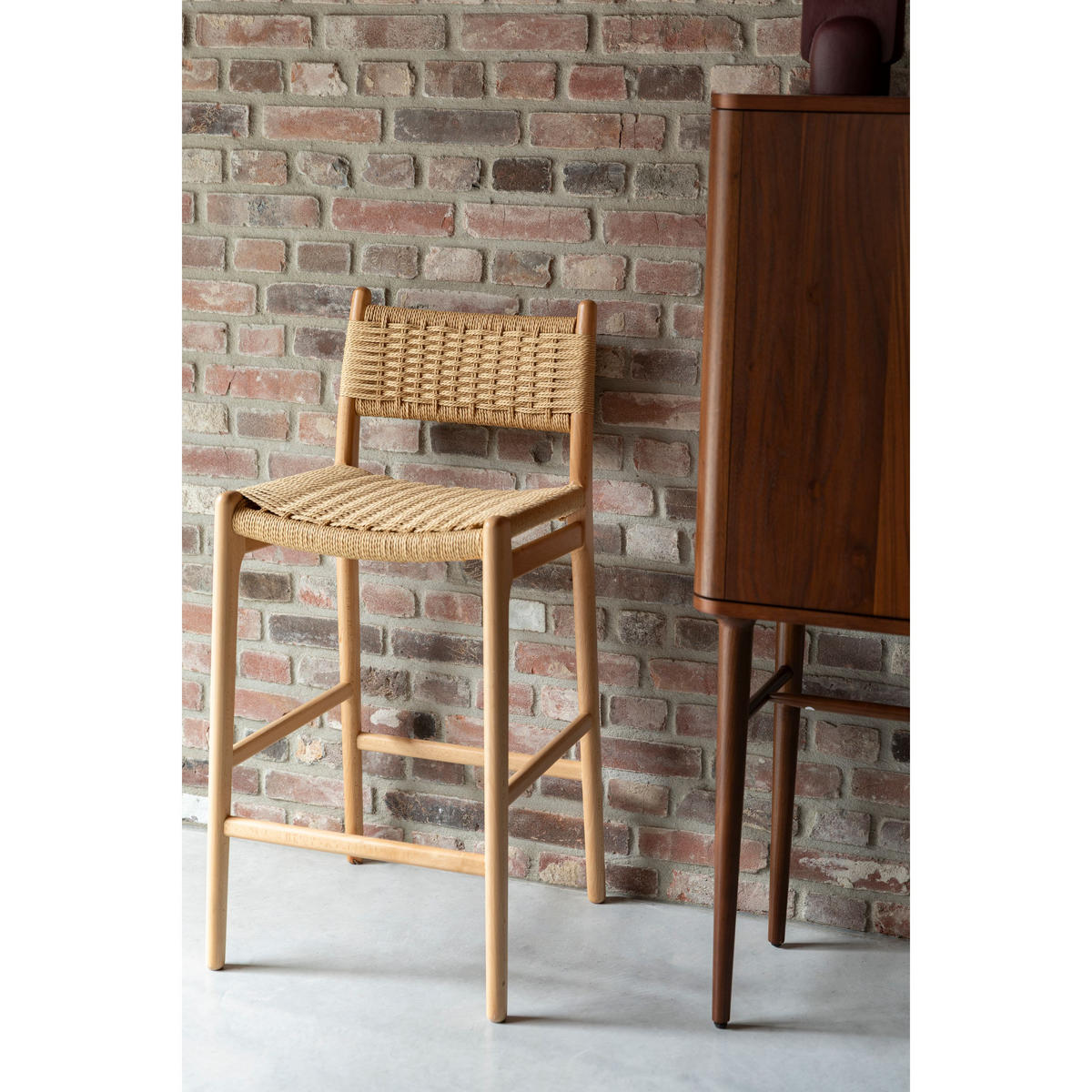 BARHOCKER Cecile Rückenlehne 67,5 cm Naturel - Beige, Holz (48/95.5/47cm) - Dutchbone