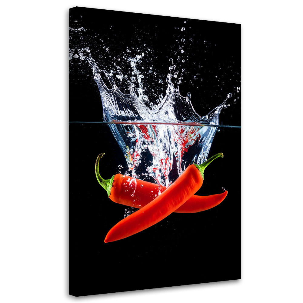 LEINWANDBILD Rote Paprika in Wasser 40x60cm - Rot, Textil (40/60cm) - Feeby