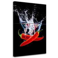 LEINWANDBILD Rote Paprika in Wasser 40x60cm - Rot, Textil (40/60cm) - Feeby