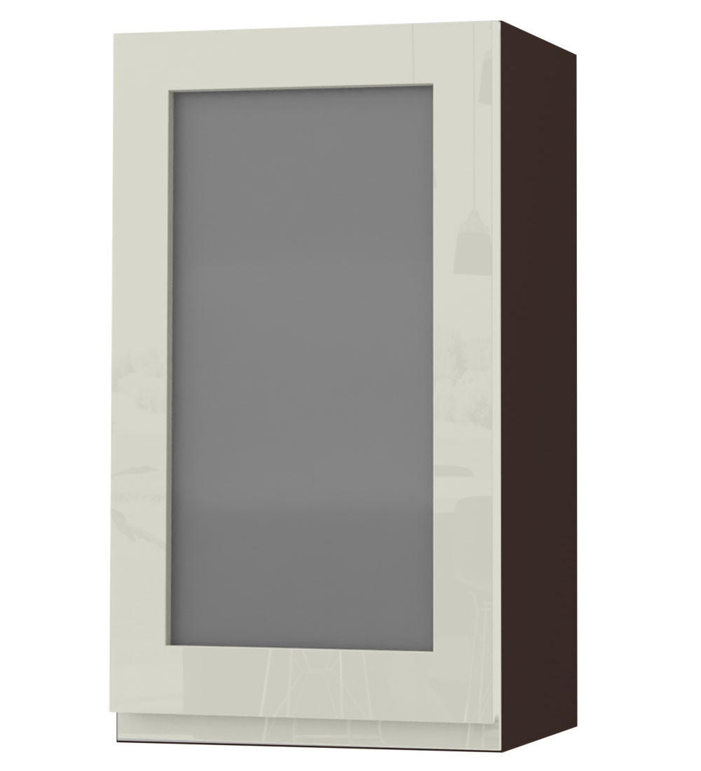 HÄNGESCHRANK Florence W2S/40 Lava / RAL 1013 perlweiß HG 40 / 32,5 / 72cm - Türanschlag links - Dunkelgrau/Weiß Hochglanz, Holz/Holzwerkstoff (40/72/32.5cm) - Feldmann-Wohnen