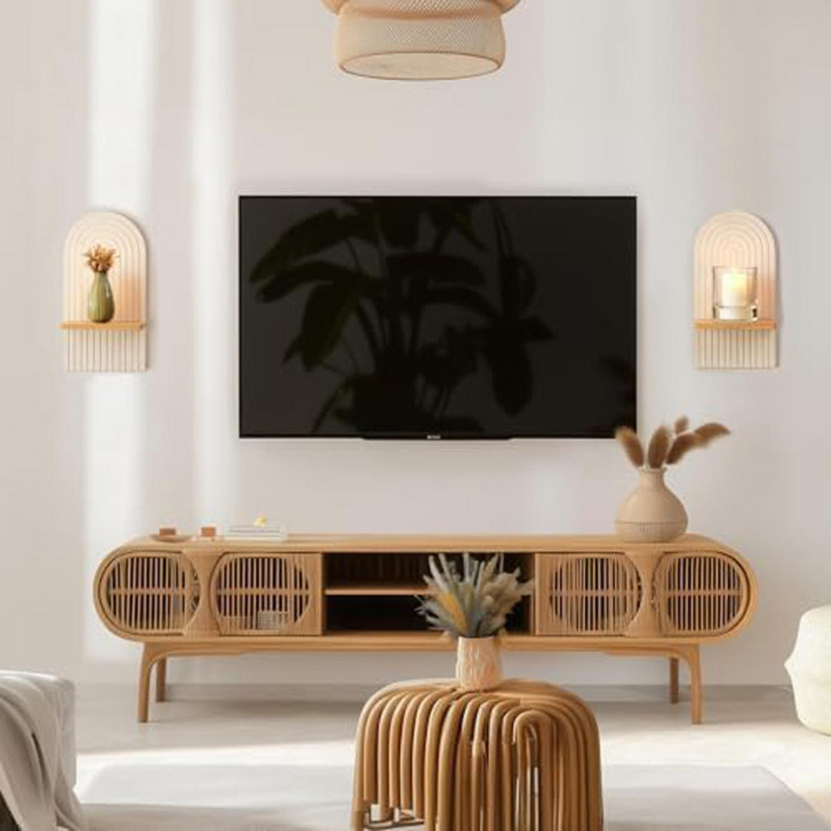 WANDBOARD Aus Holz, 2 Stück - Weiß, Holz (18/35/13.1cm) - Kaket