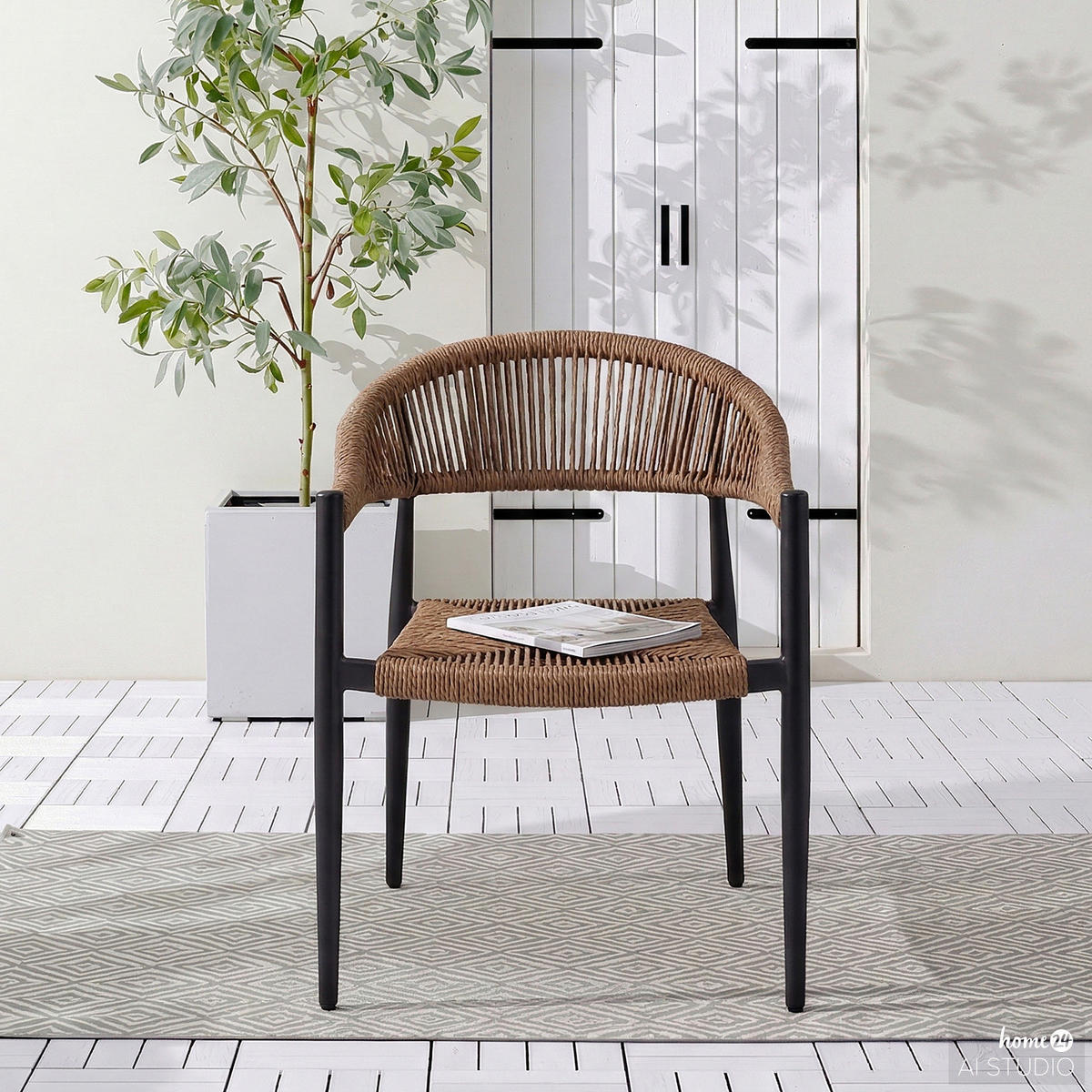 GARTENSTUHL - Aluminium / Polyrattan - Honig, Kunststoff/Metall (56/77/60cm) - home24