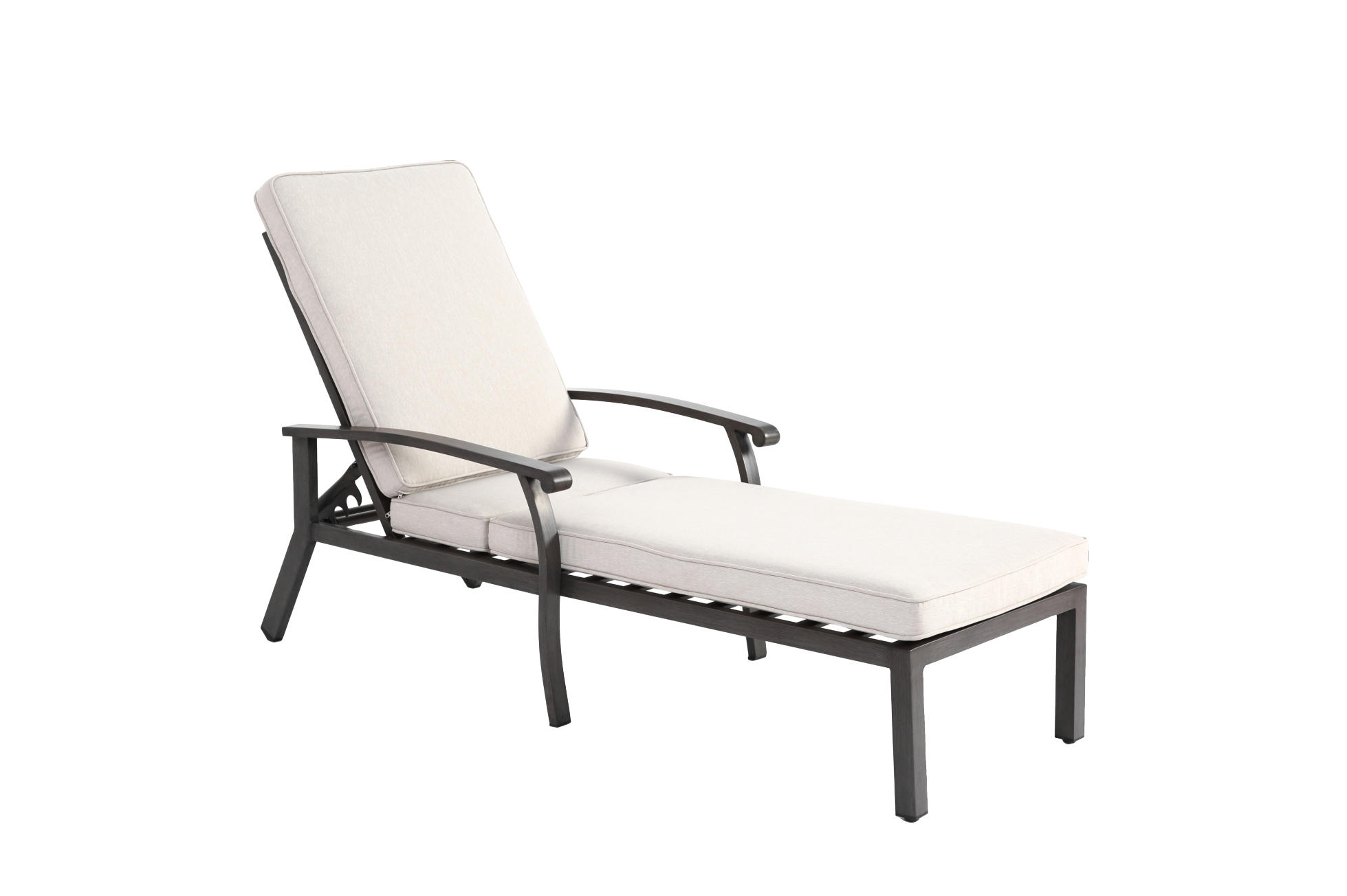 GARTENLIEGE aus Aluminium 204x58x100/30 cm Beige mit 5-fach verstellbarer Rückenlehne und Baumwollkissen - Beige, Metall (58/100/204cm) - Modfu