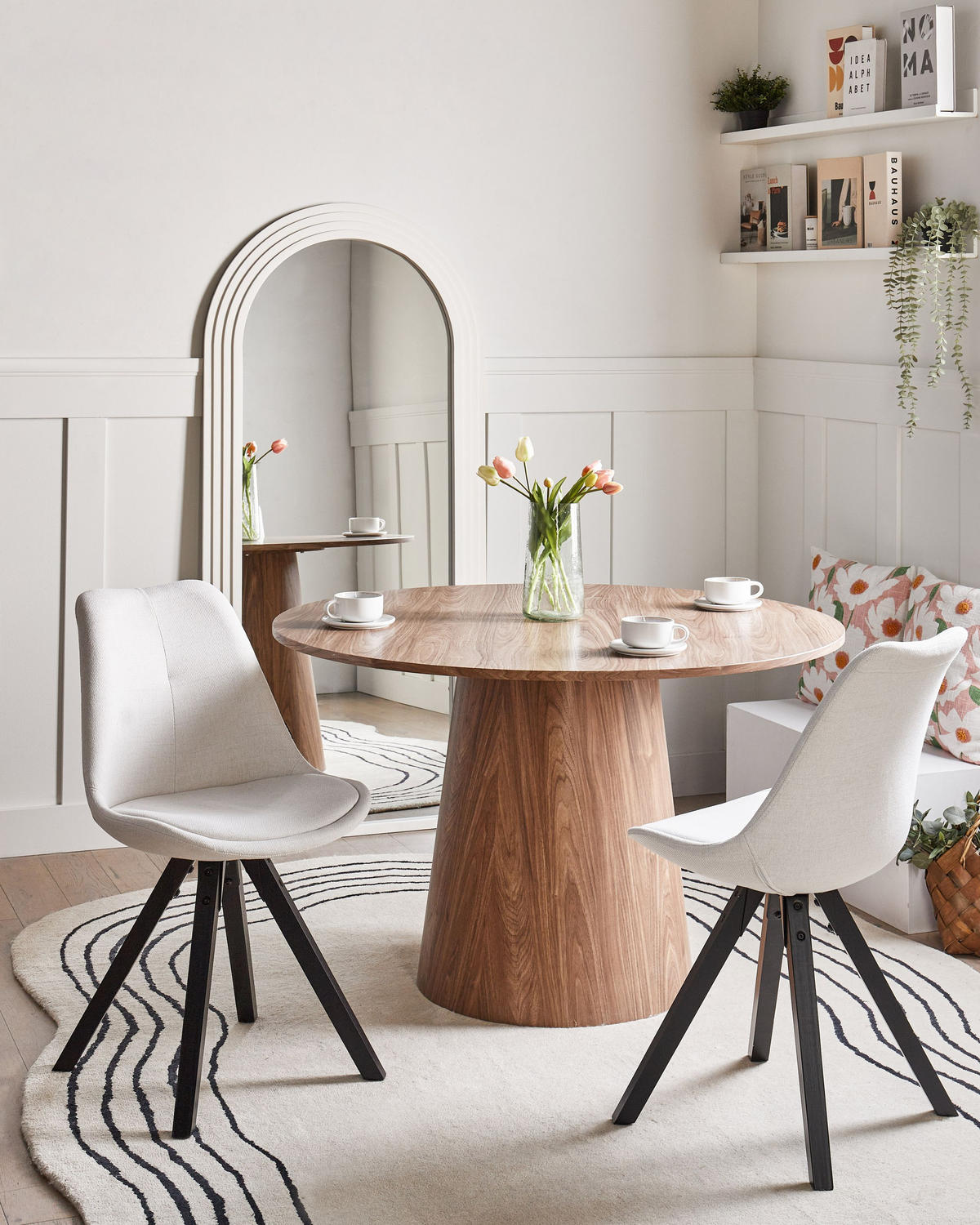 ESSZIMMERSTUHL 2er-Set Hellbeige Hedley - Beige/Schwarz, Textil (48/86/58cm) - Beliani