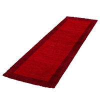 TEPPICH Hochflor einfarbig mit Bordüre Polypropylen Wohnzimmer Rot Läufer 80x250 - Rot, Textil (80/250cm) - KADIMA DESIGN