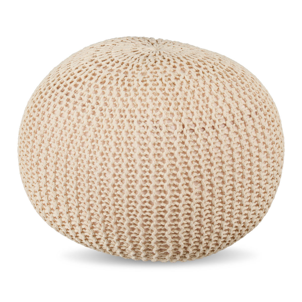 STRICKPOUF - Beige, Kunststoff/Textil (46/33/46cm) - Relaxdays
