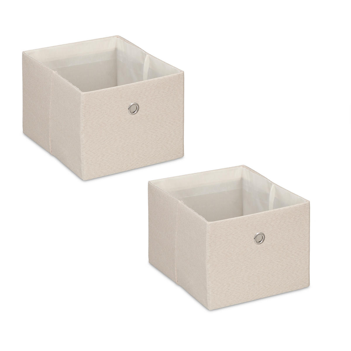 2XAUFBEWAHRUNGSBOX - Beige, Papier/Textil (20.5/16/25cm) - Relaxdays