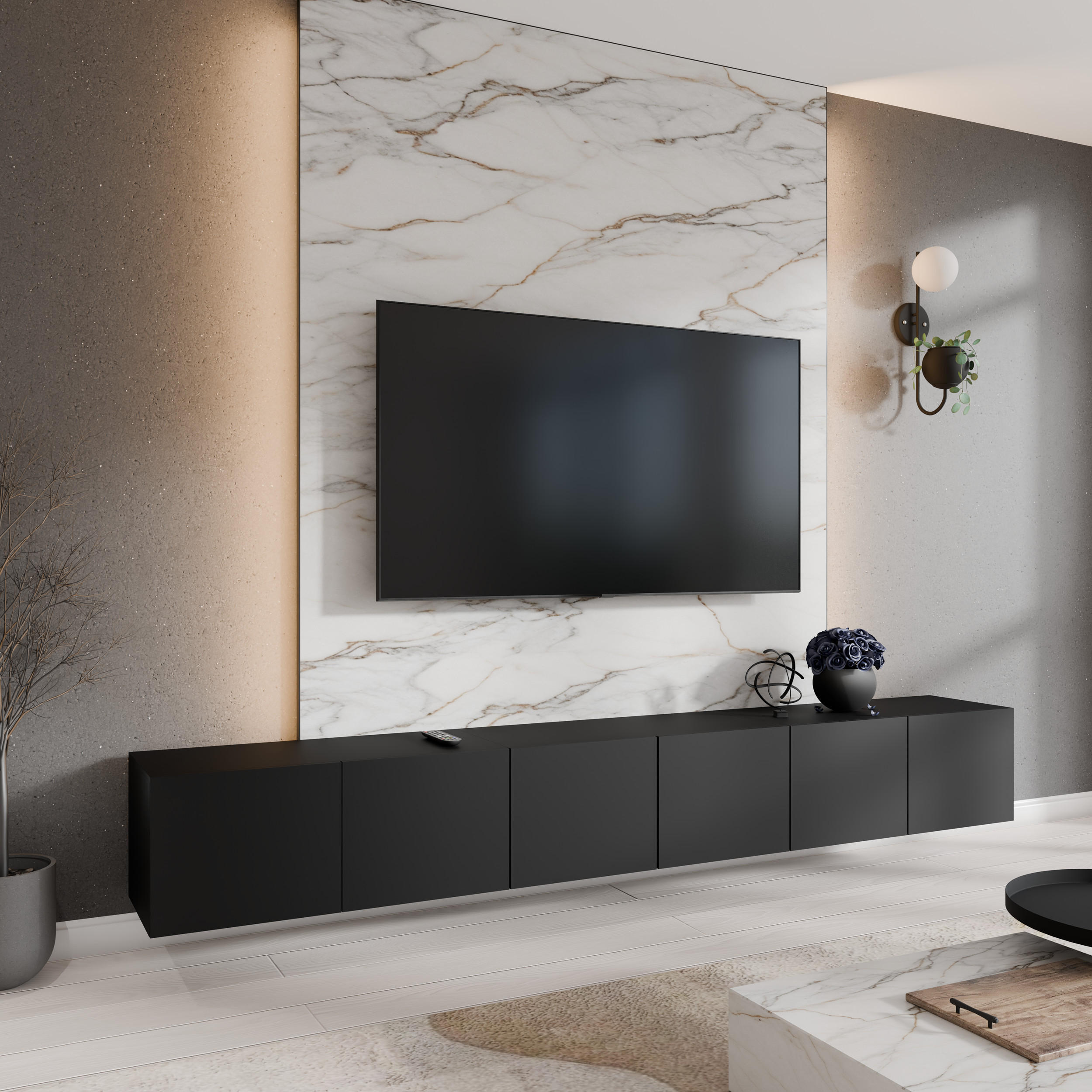 TV-SCHRANK LIO - Schwarz, Holzwerkstoff (300/41/40cm) - Meblini