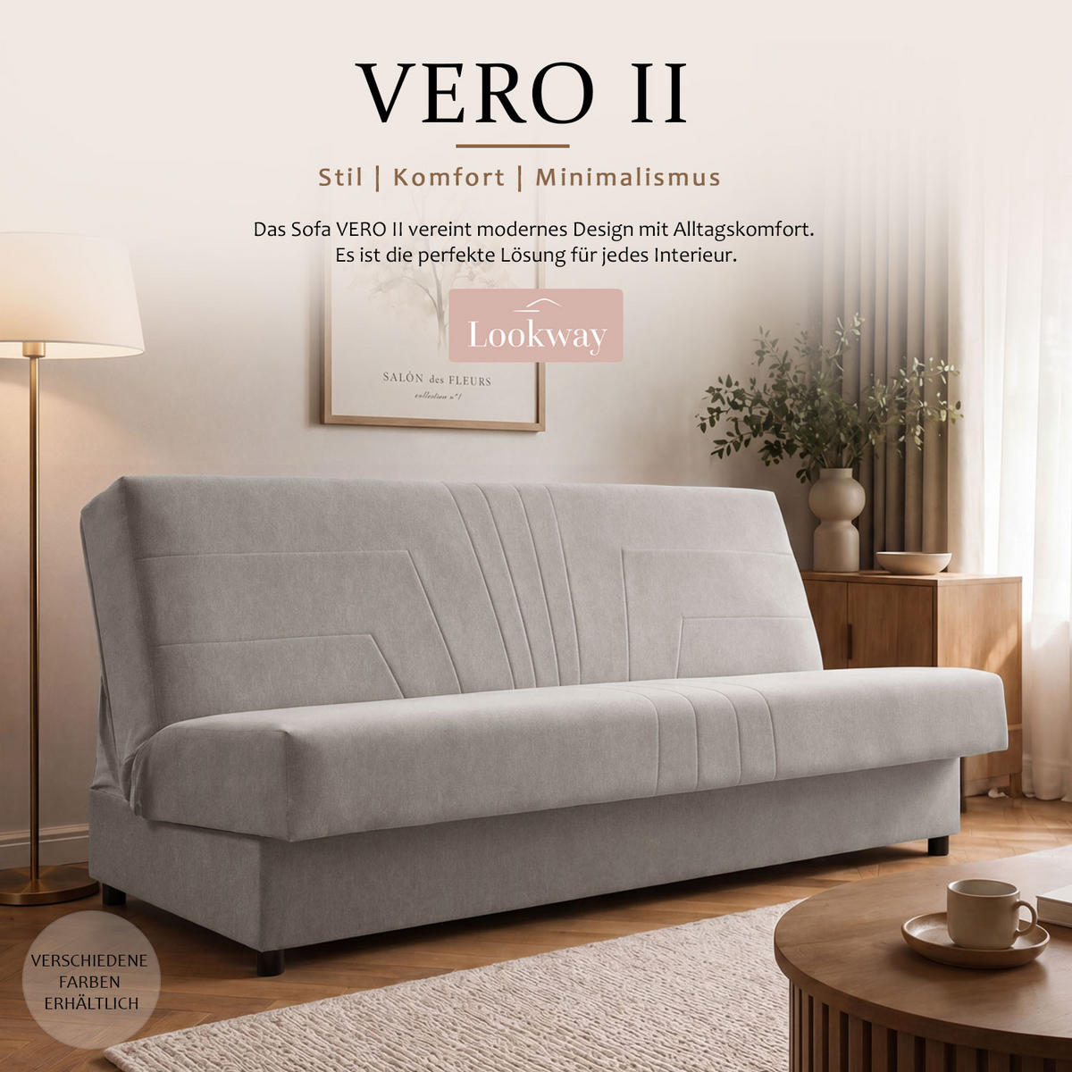 SCHLAFSOFA VERO II mit Schlaffunktion Castel 04 - Beige, Textil (191/88/90cm) - Lookway