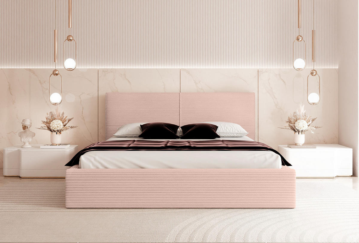 POLSTROVACÍ POSTEL VIVELO 120x200 cm, Růžová - růžová, textil (200/120cm) - Fedve