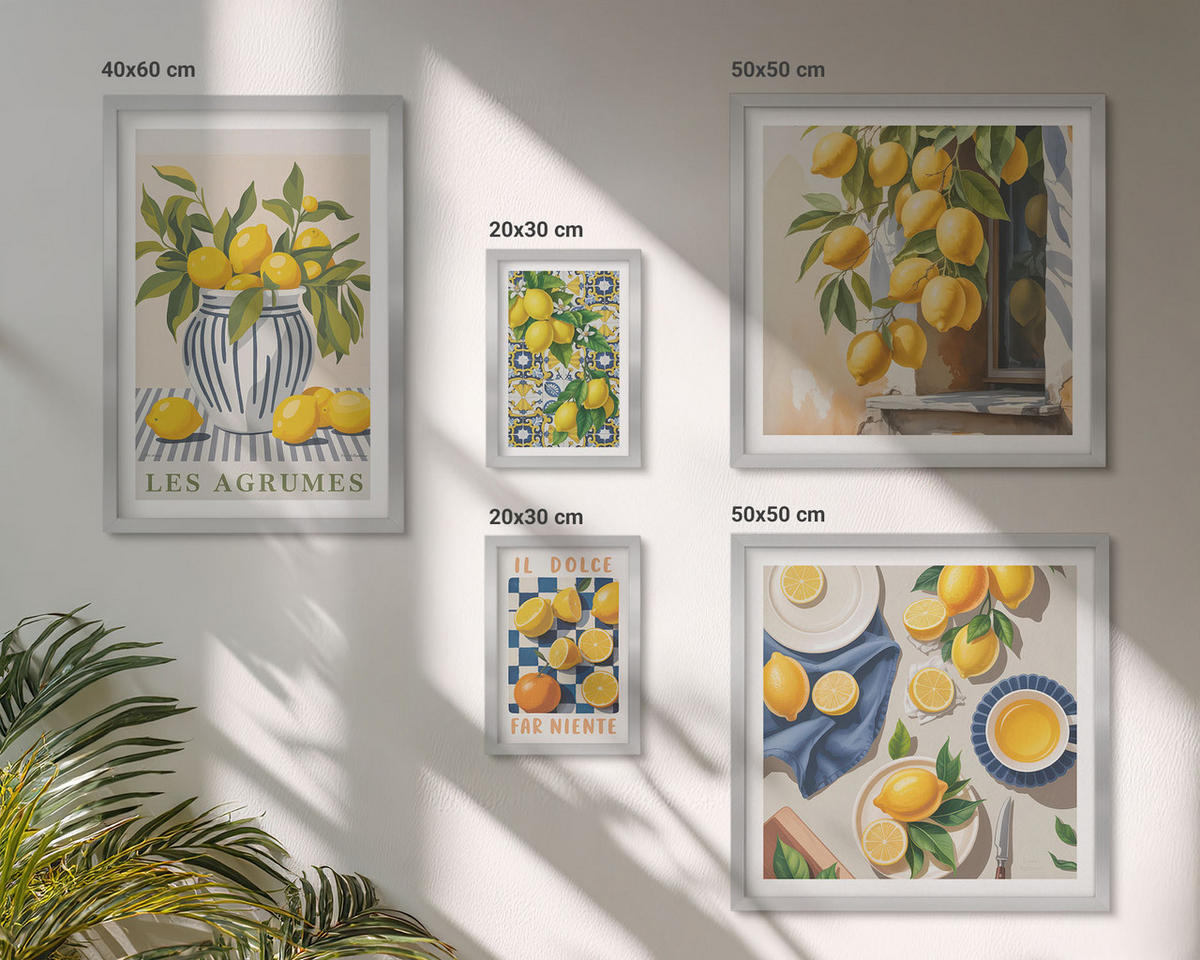 BILDER SET 5er Set - 50x50 cm & 20x30 cm & 40x60 cm Silberner Rahmen - Rustikale Cocktails mit Olivenblüten - Silberfarben, Kunststoff (40/60cm) - TULUP
