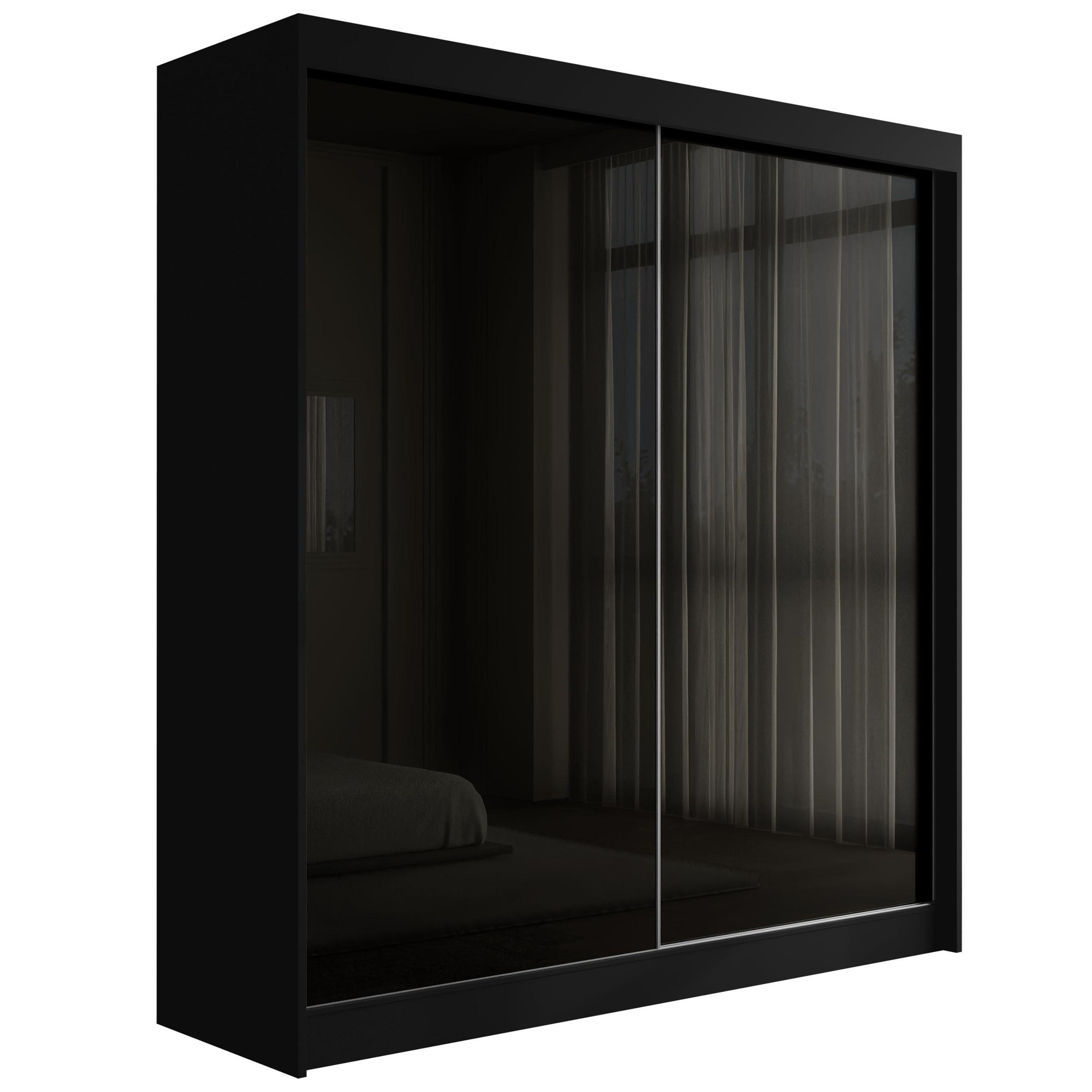 KLEIDERSCHRANK PEKA - 200 cm - Schwarz - Schwarz, Holzwerkstoff (200/215/61cm) - ALTDECOR