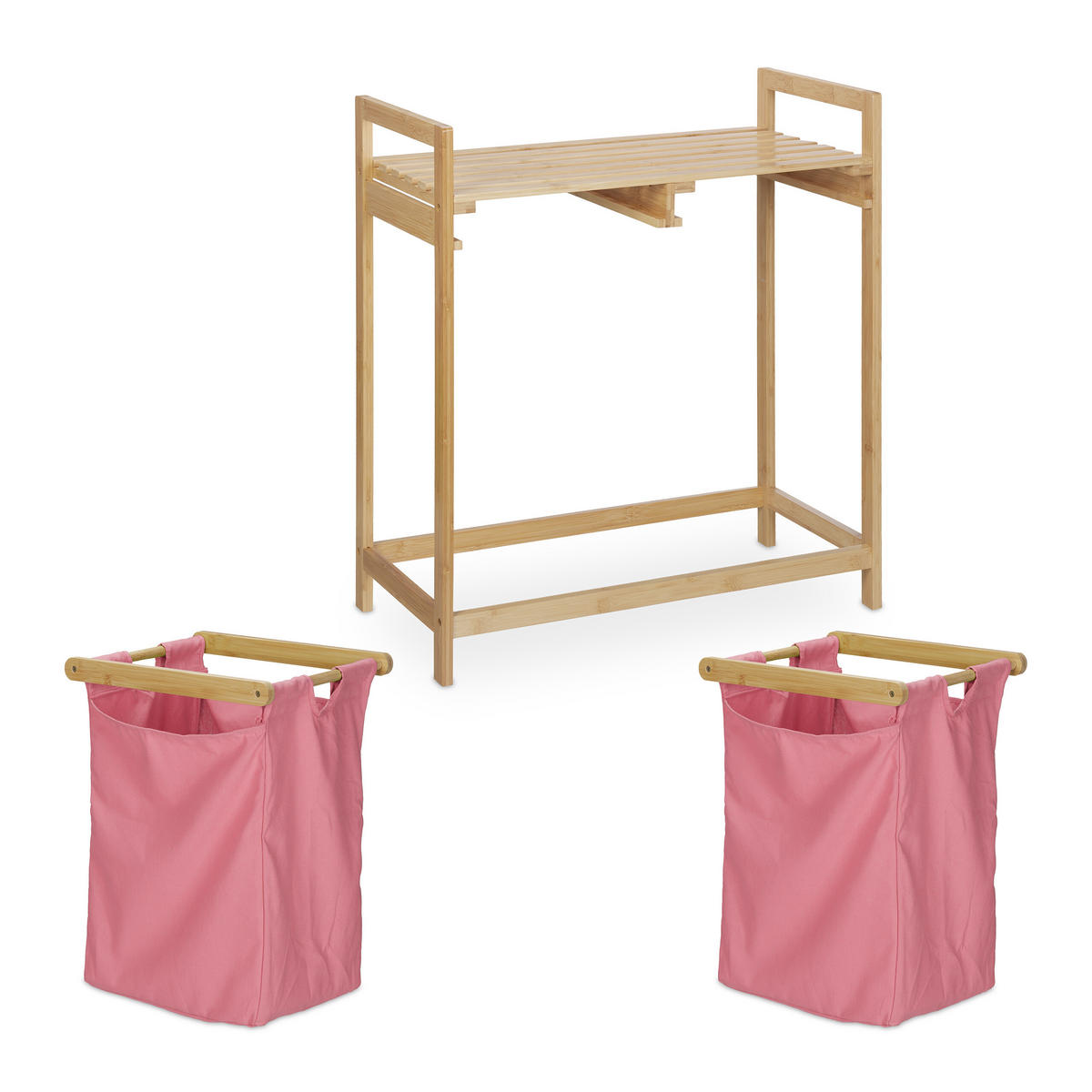 KÔŠ na prádlo - viacfarebná, drevo/textil (64/73/33cm) - Relaxdays