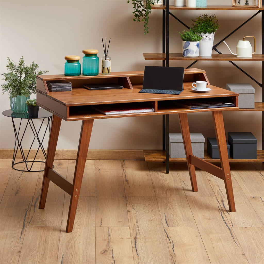 Thumbnail - Idimex Schreibtisch, Kastanien, Holz, Holz, Kiefer, Mode, 110x83x54 cm, FSC Mix, Arbeitszimmer, Schreibtische, Bürotisch...