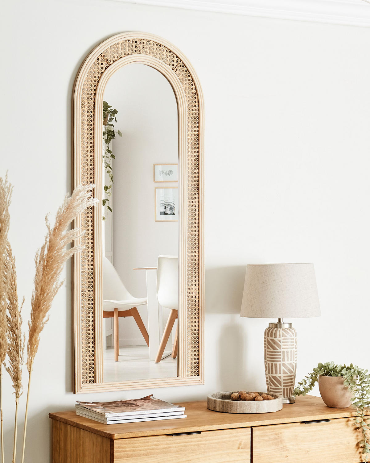 WANDSPIEGEL 50/120 cm Rattan Naturfarben Franey - Naturfarben, Naturmaterialien (50/120/2cm) - Beliani