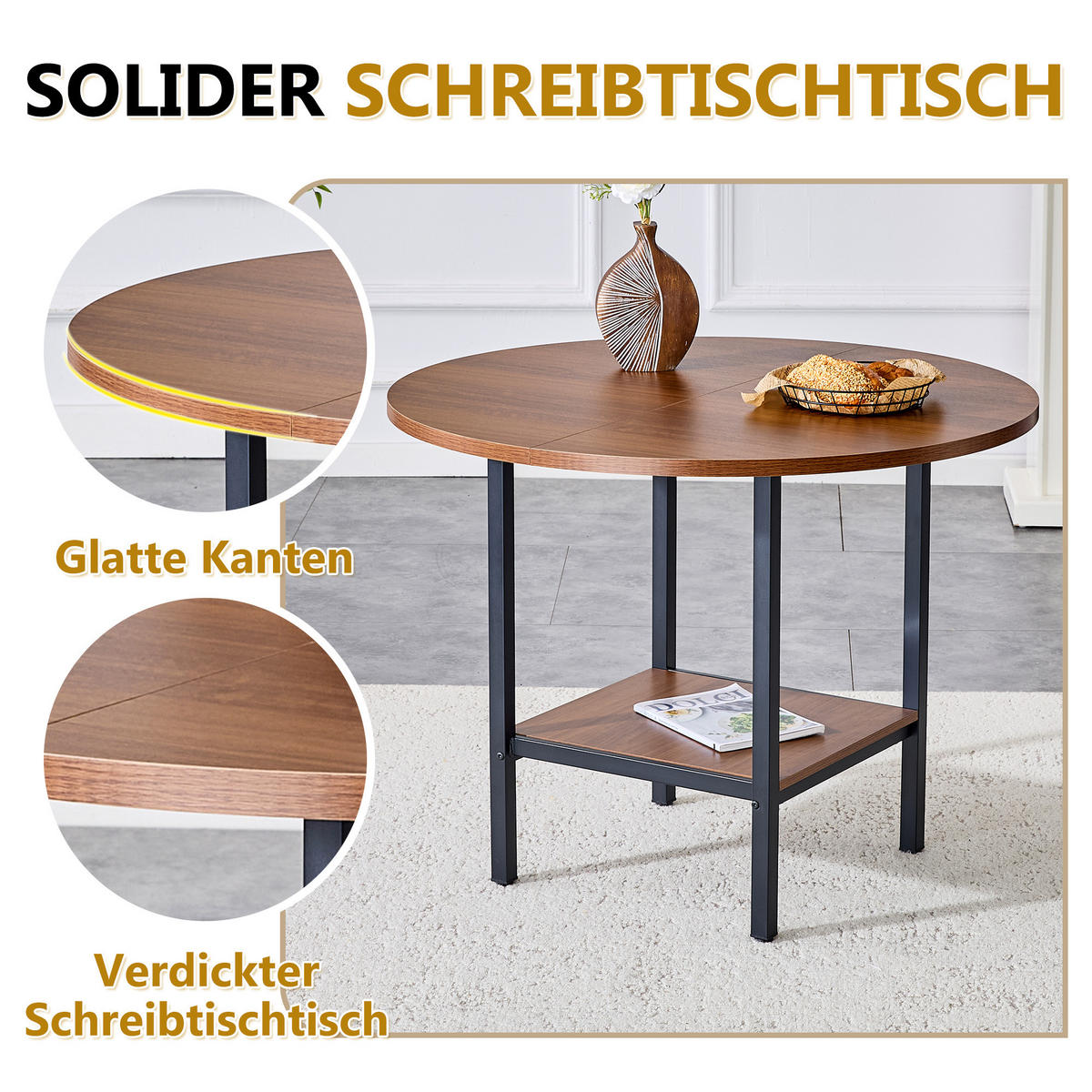ESSTISCH 100/100/77 cm walnuss aus MDF mit Ablage - Walnussfarben, Holzwerkstoff (100/100/77cm) - OKWISH